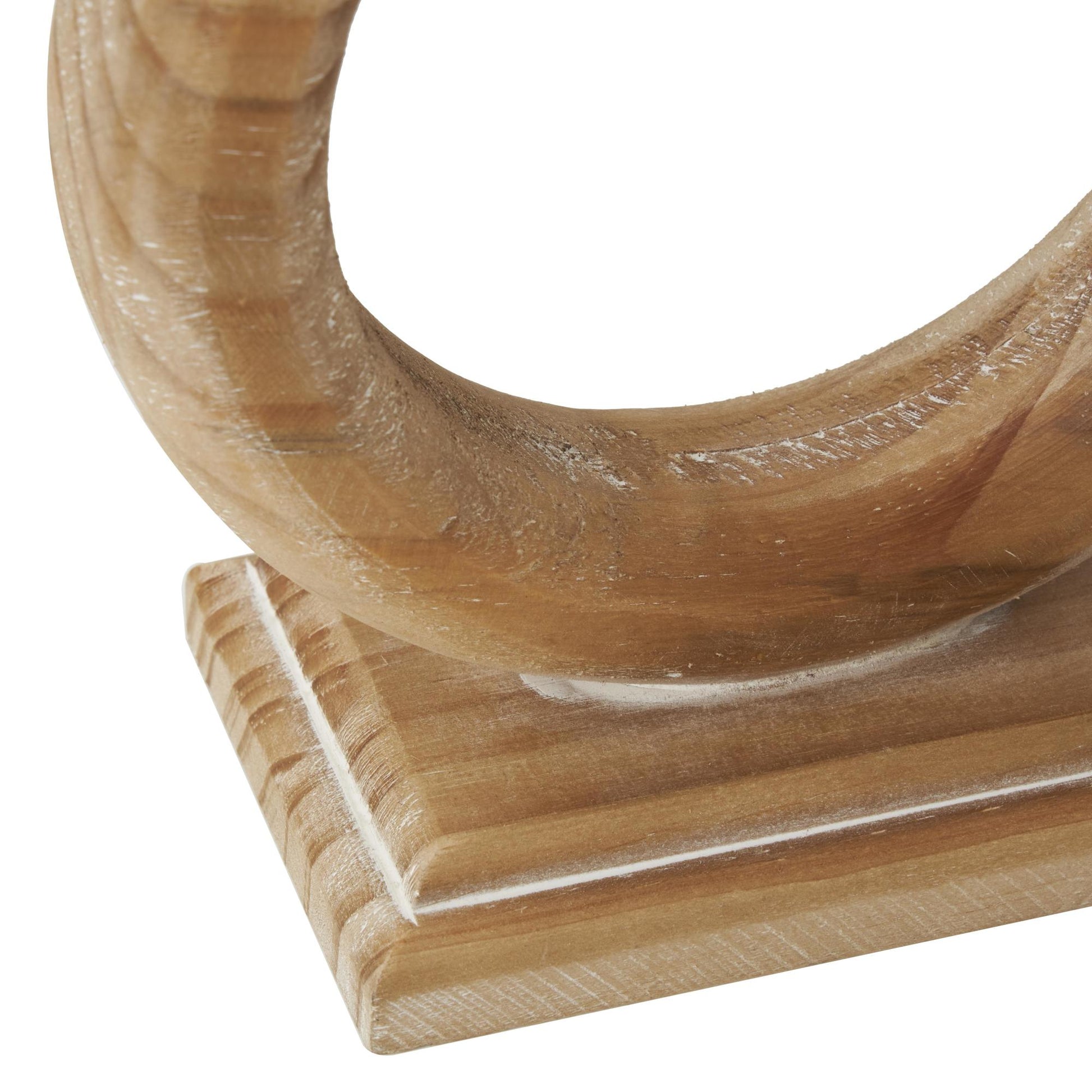 Set of 3 Brown Wood Circular Ring Decorative Candle Holder
