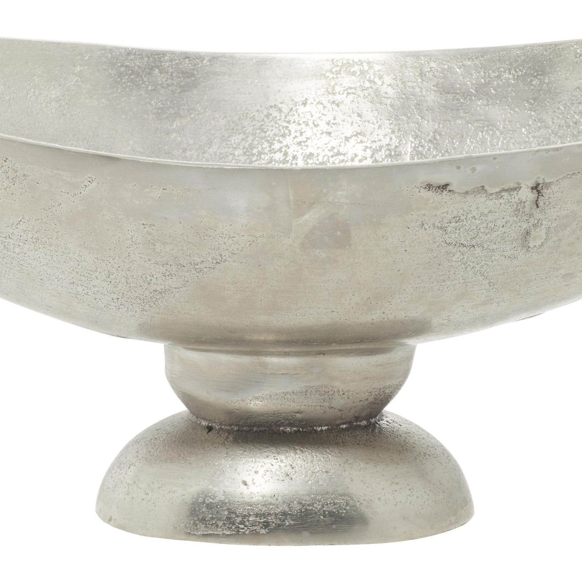 Silver Aluminum Metal Large Decorative Bowl with Handles