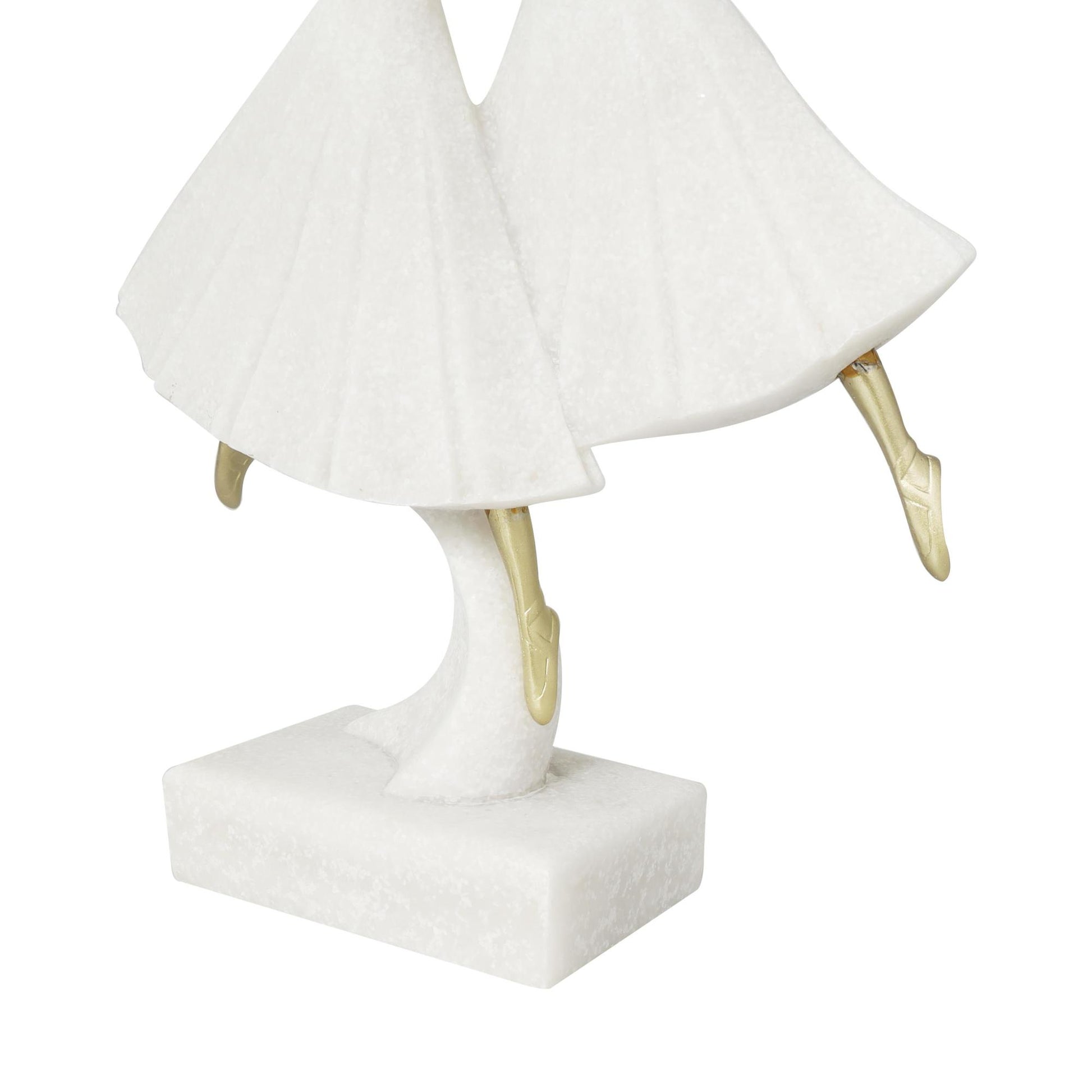 Dancer Cream Polystone Ballet Decorative Sculpture with Gold Accents
