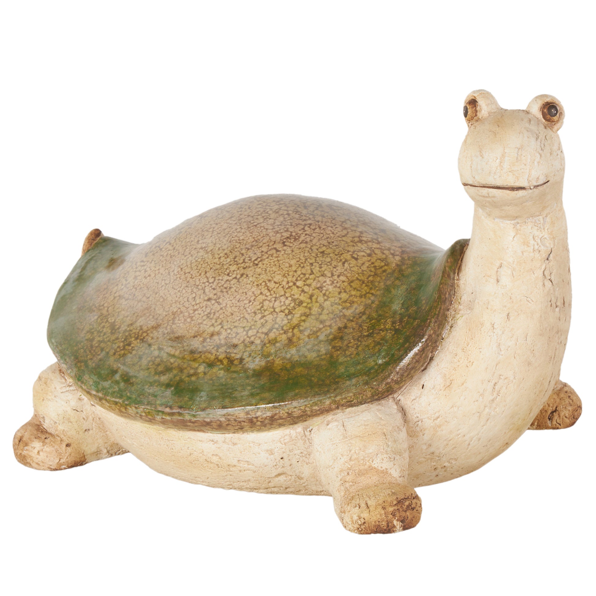 Turtle Cream Magnesium Oxide Decorative Garden Sculpture with Green Shell