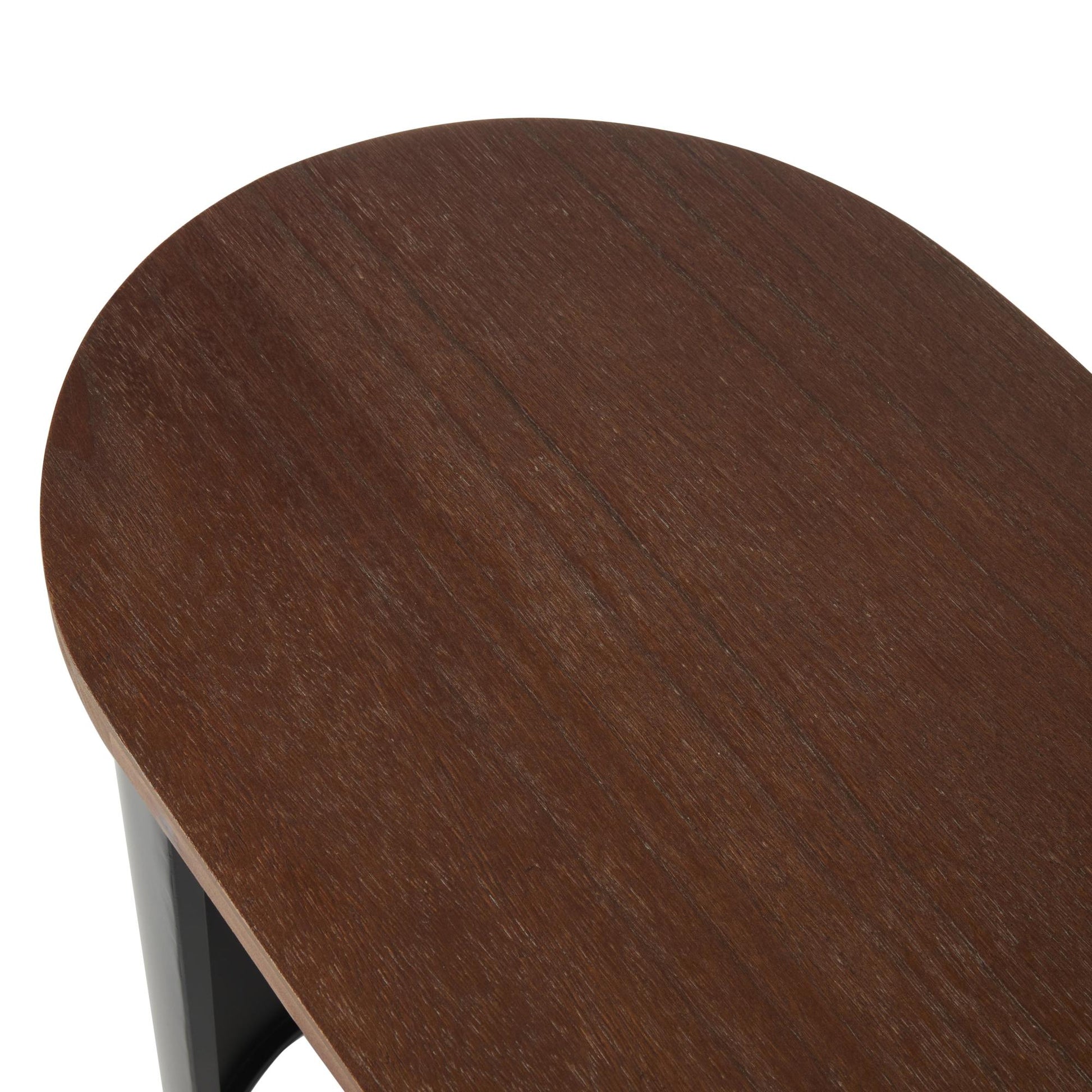 Wood Curved Crescent Living Room Console Table with Brown Wood Oval Tabletop