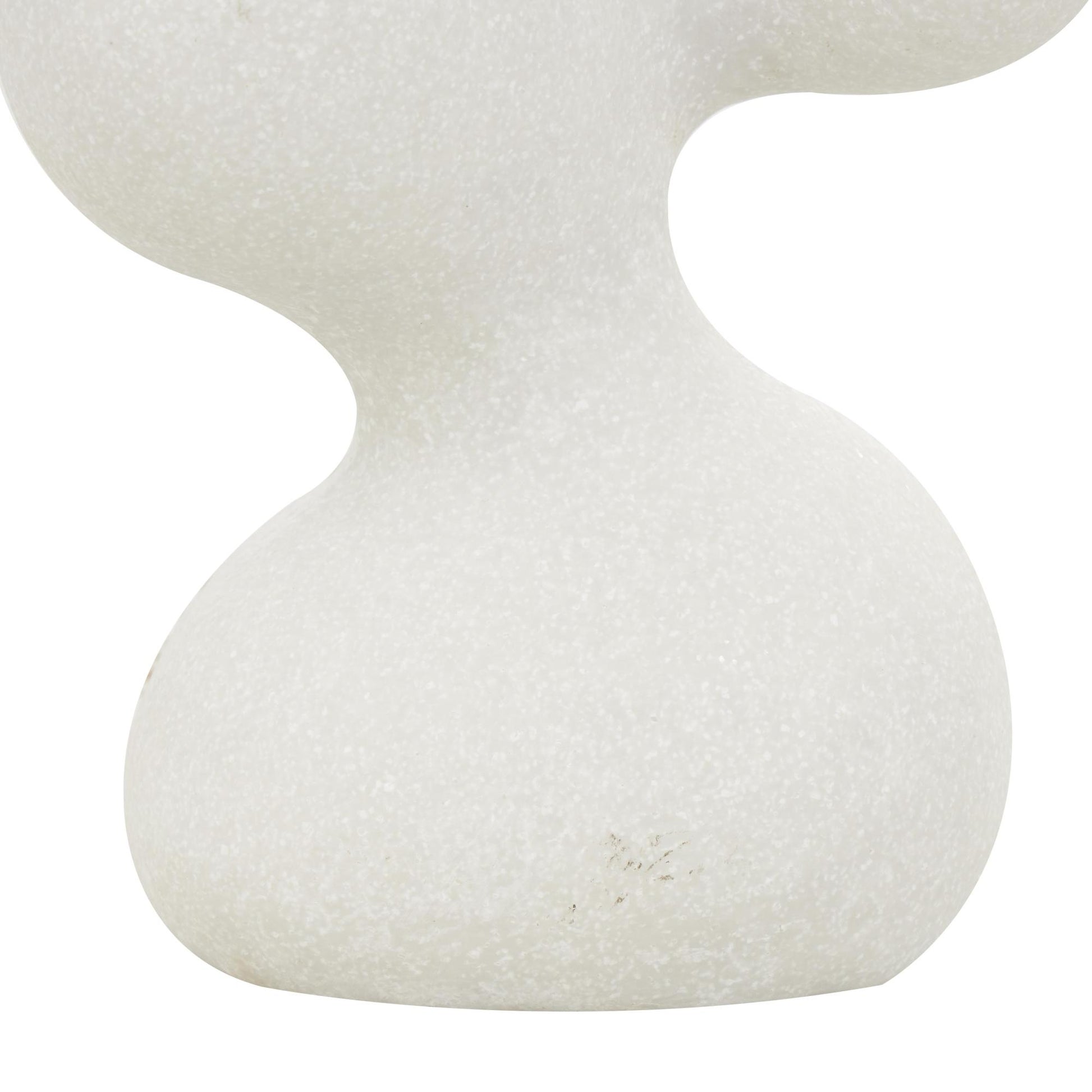Abstract White Polystone Curved Shaped Decorative Sculpture with Speckled Texturing