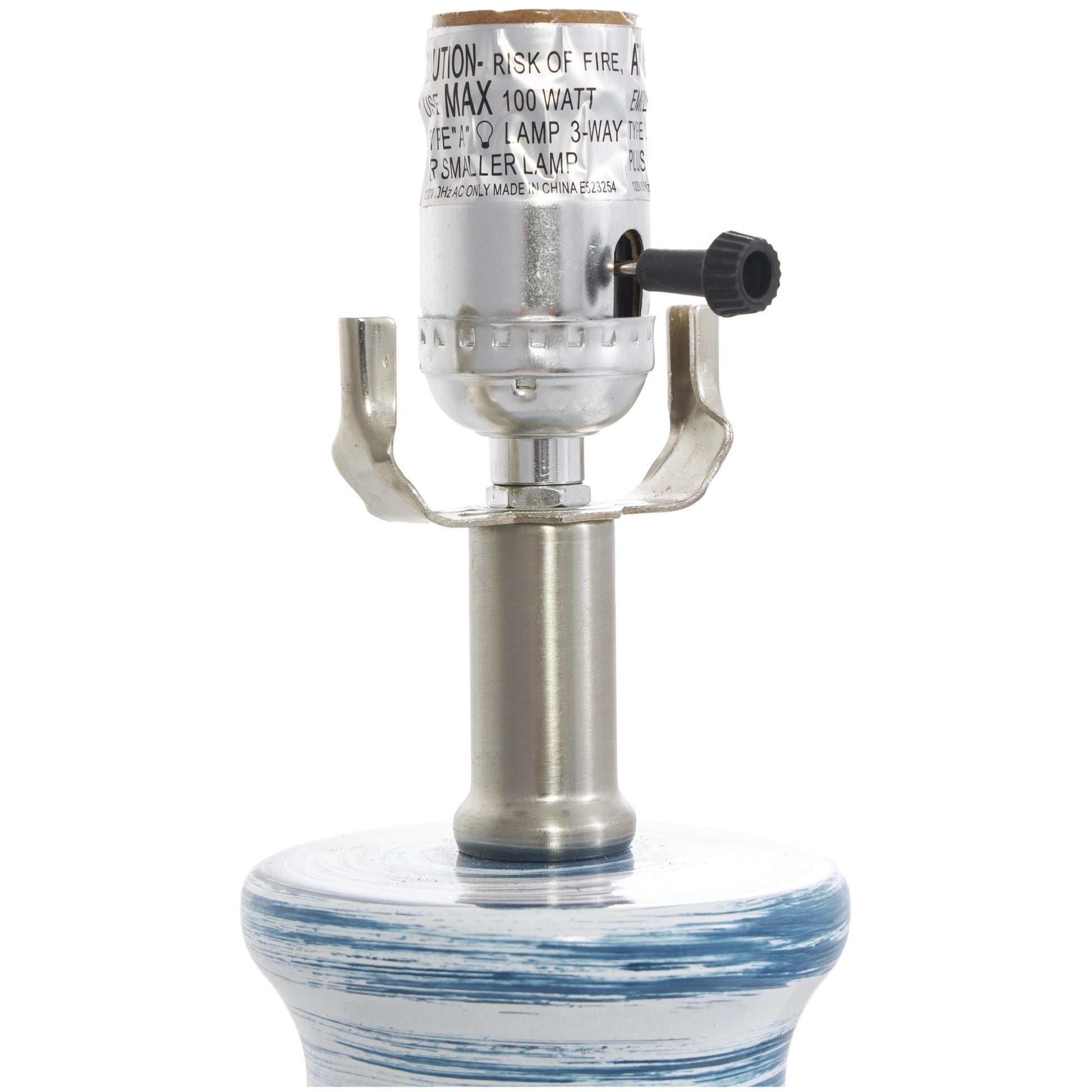 Abstract Blue Glass Striped Room Accent Lamp with Gold Base