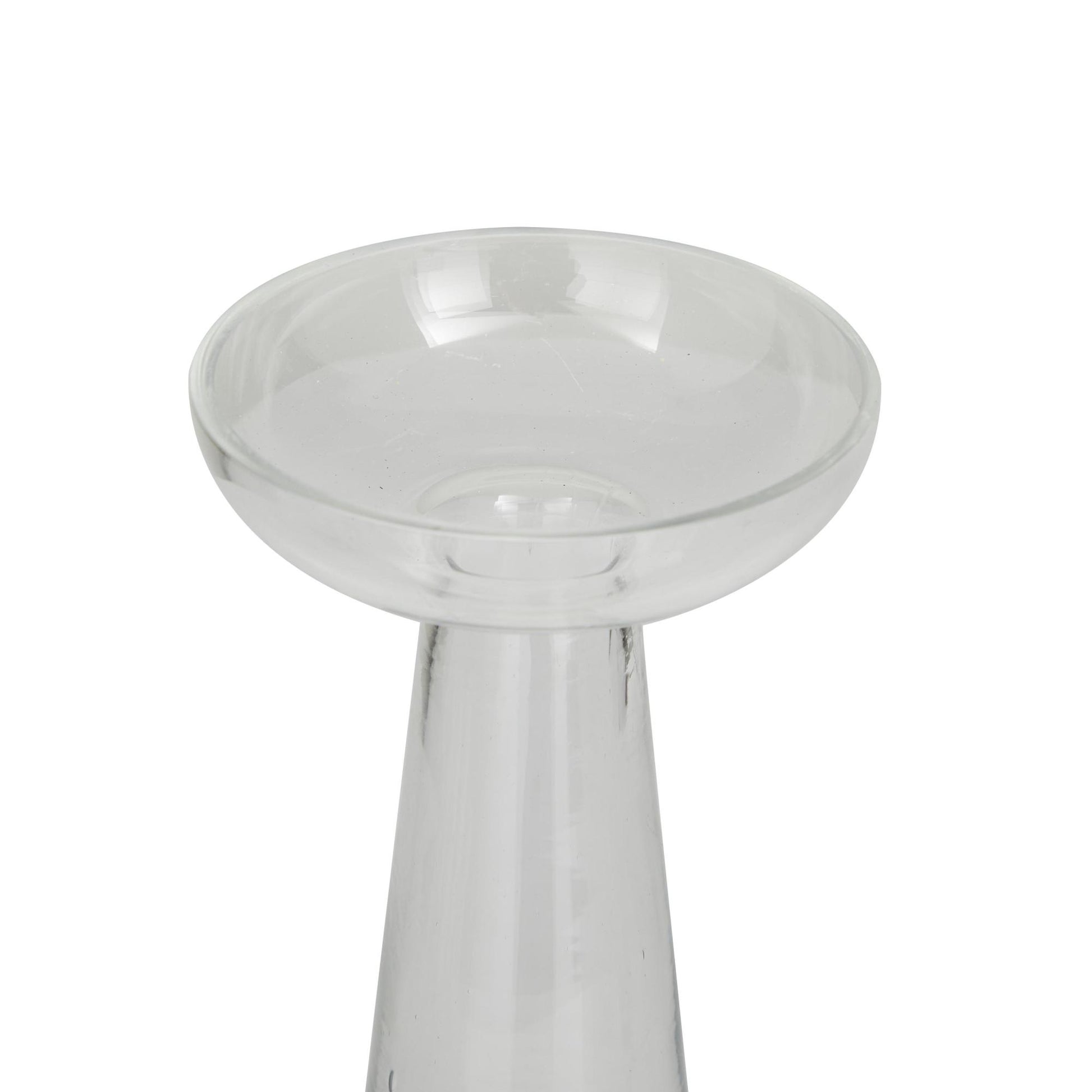 Set of 3 Glass Tapered Cone Decorative Candle Holder with Rounded Candle Plates