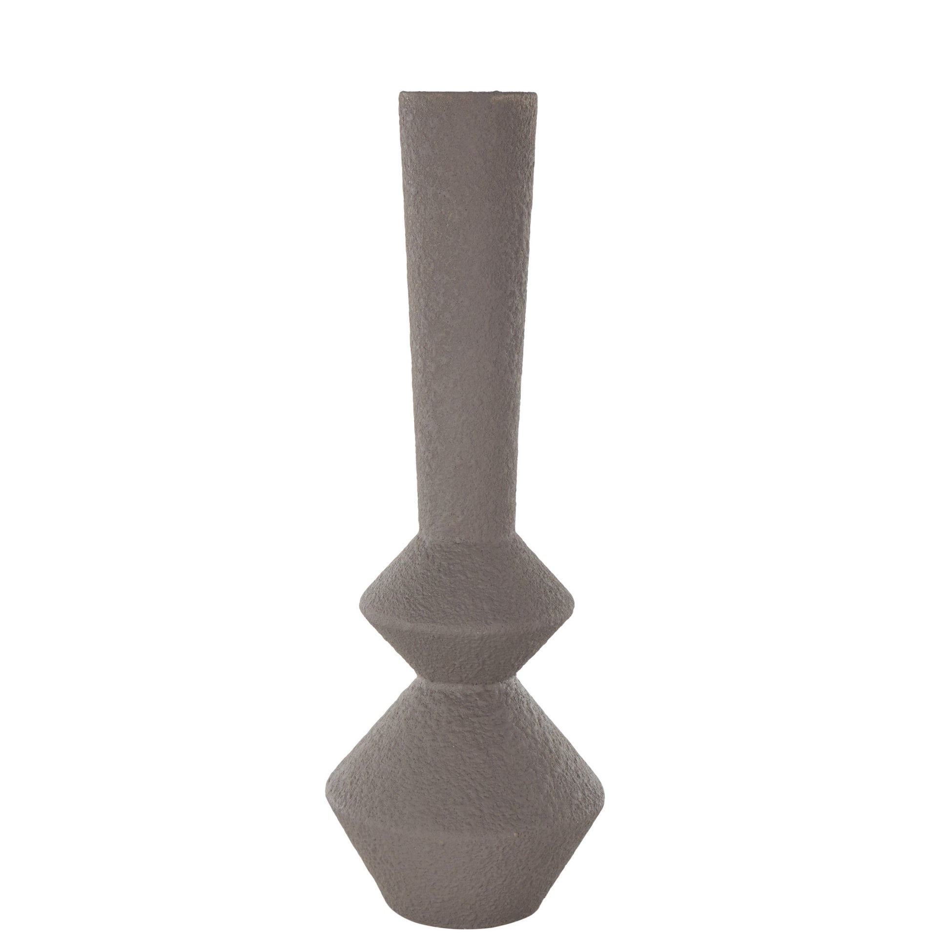 Dark Gray Metal Art Deco Fluted Decorative Vase