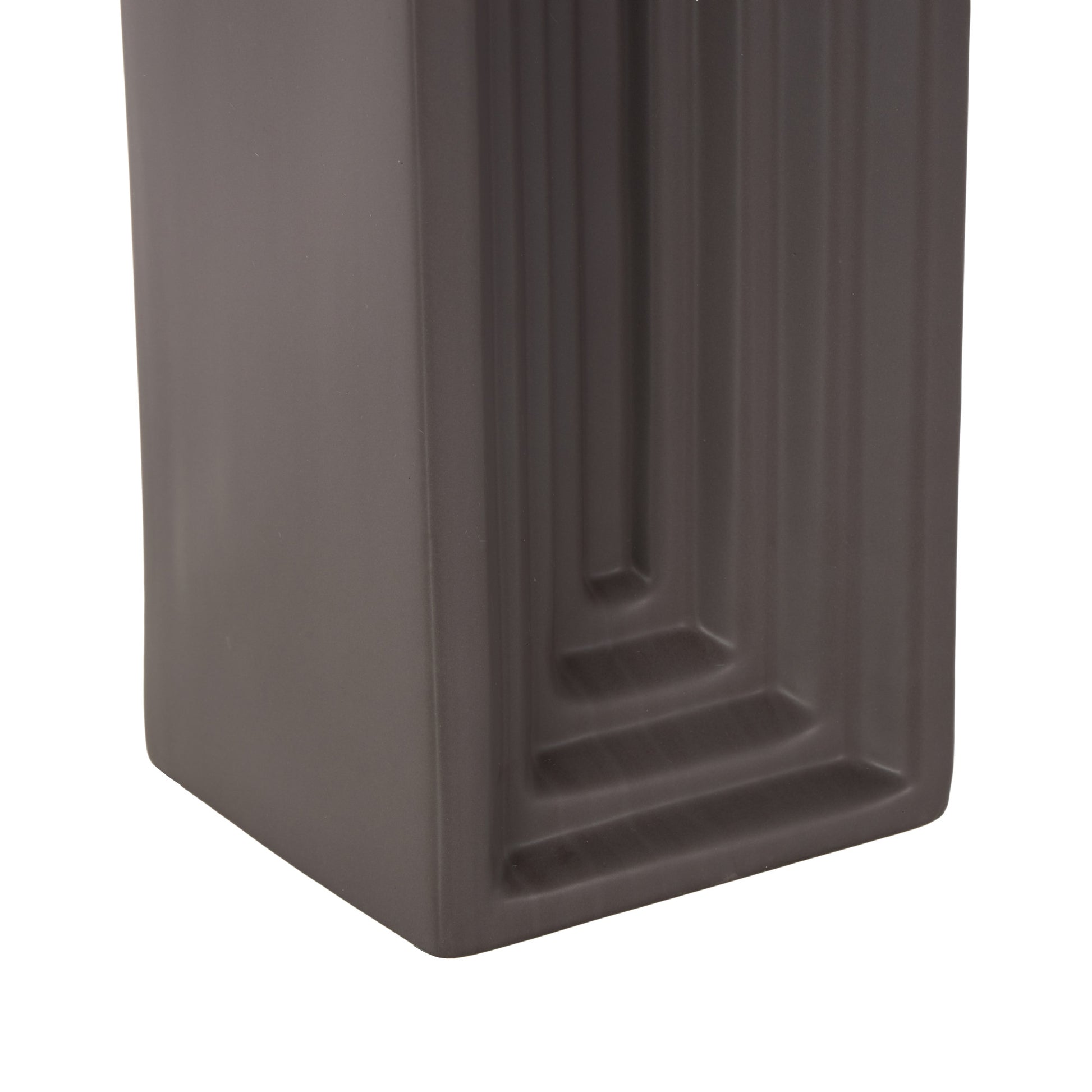 Geometric Black Ceramic Concaved Rectangular Decorative Vase