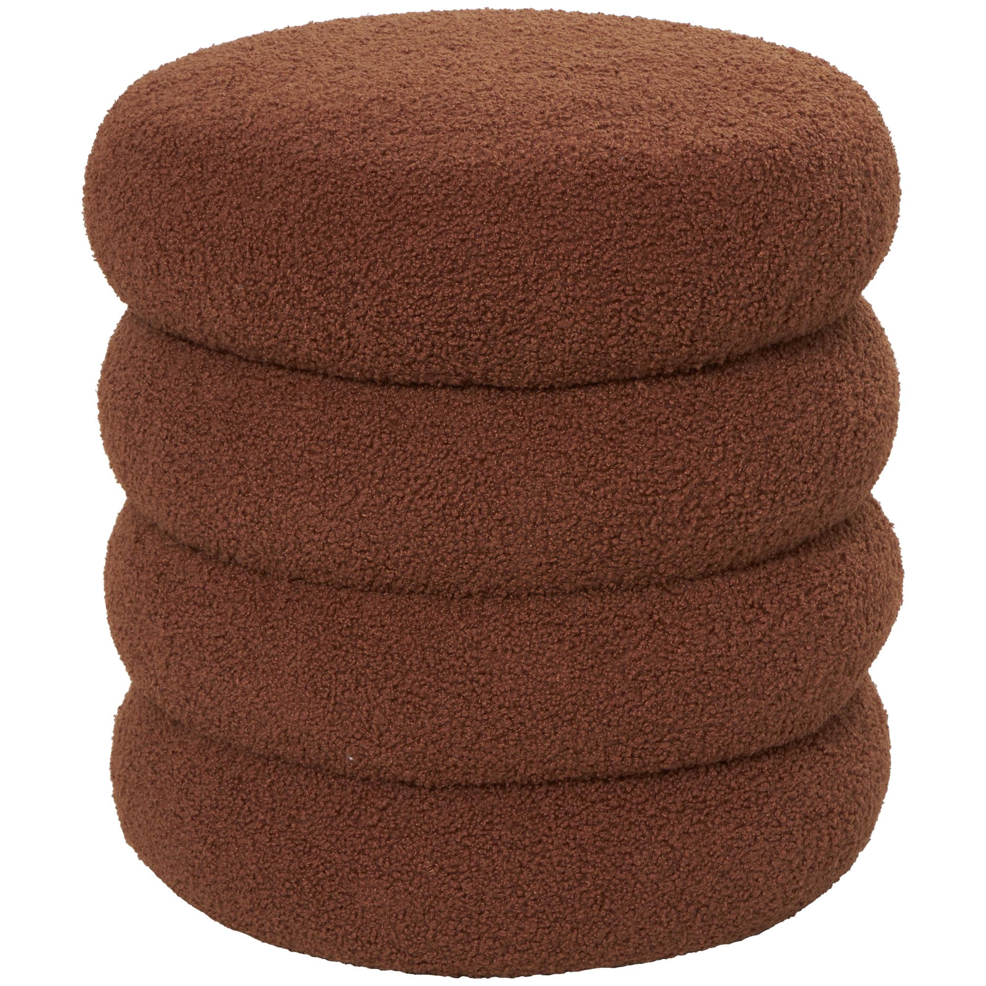 Geometric Copper Polyester Bubble Shaped Boucle Living Room Stool