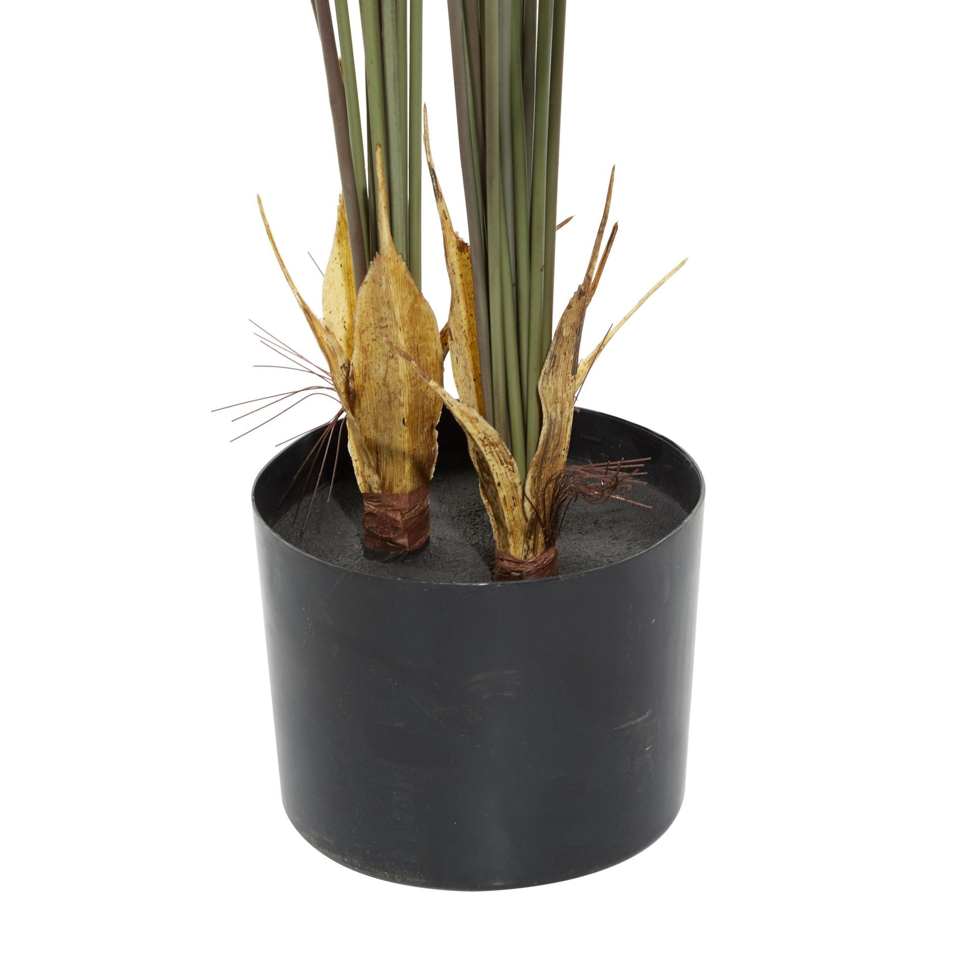 Kwai Palm Green Faux Foliage Indoor Outdoor Artificial Plant with Realistic Leaves and Black Round Pot