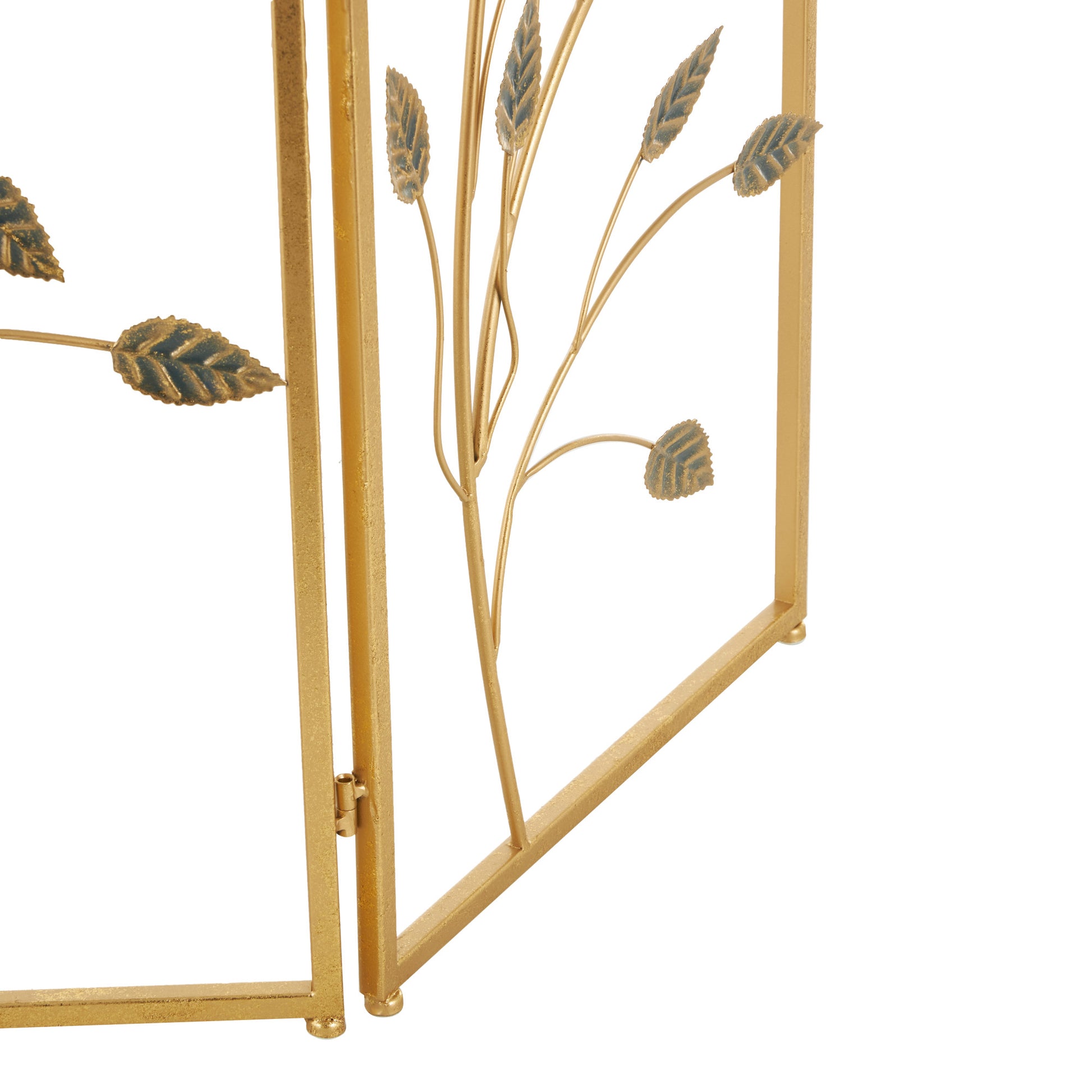 Leaf Gold Metal Foldable 3 Panel Living Room Fireplace Screen