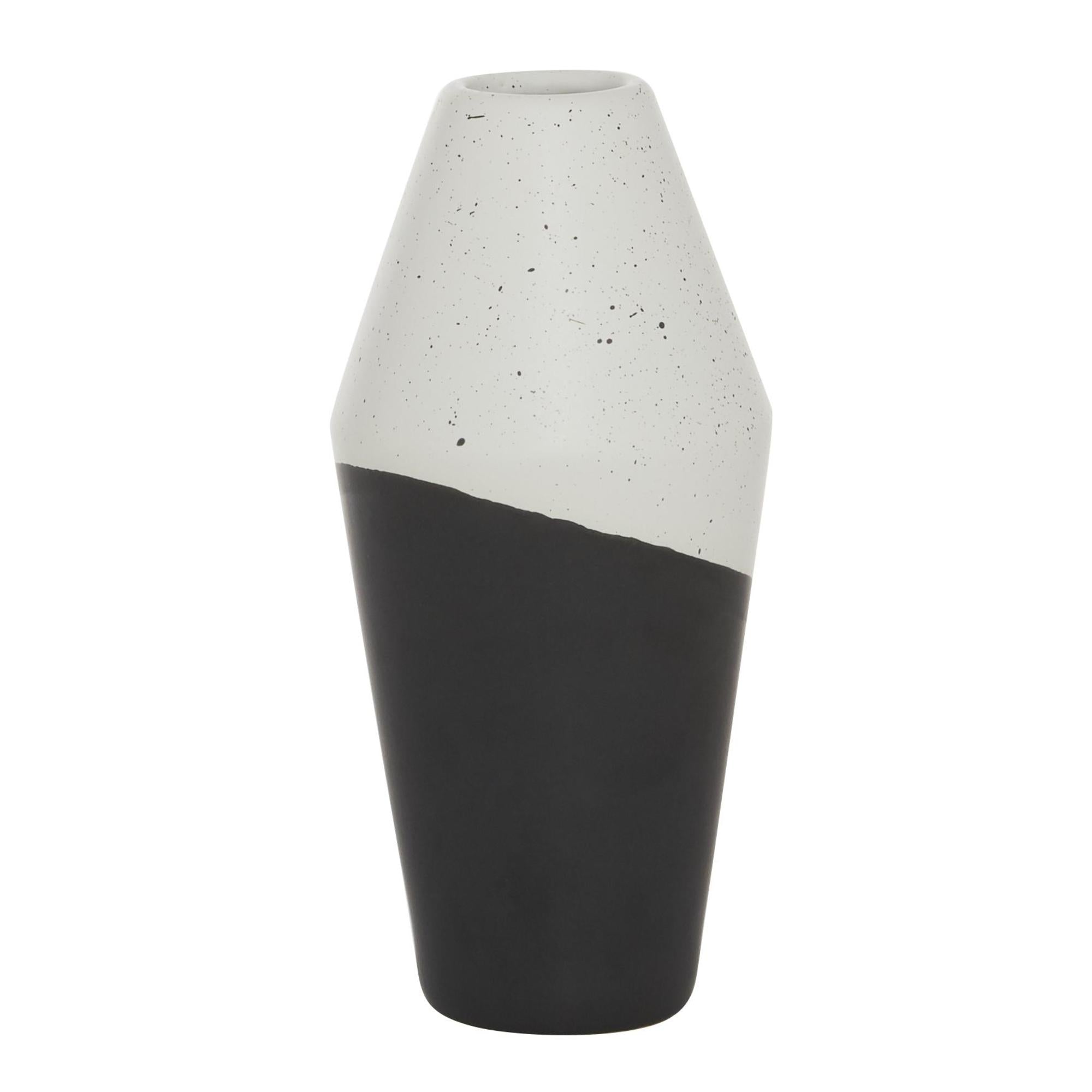 Black Ceramic Handmade Color Block Speckled Decorative Vase