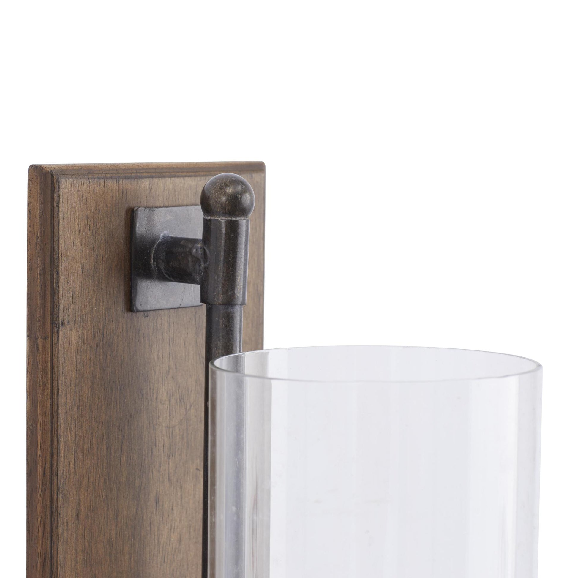 Abstract Brown Wood Indoor Outdoor Wall Sconce with Glass Holder