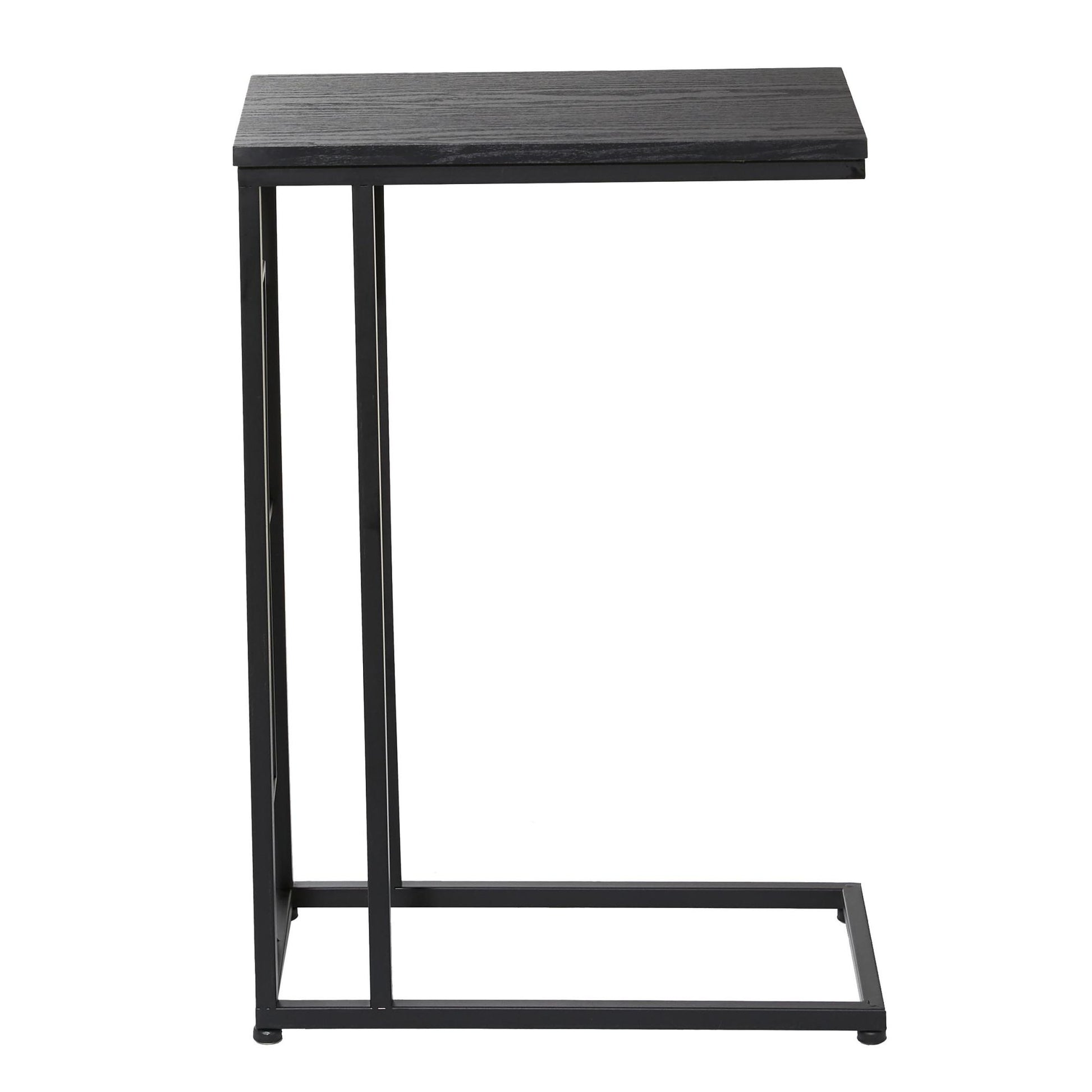 Metal C-Shaped Side End Accent Table with Black Metal Base