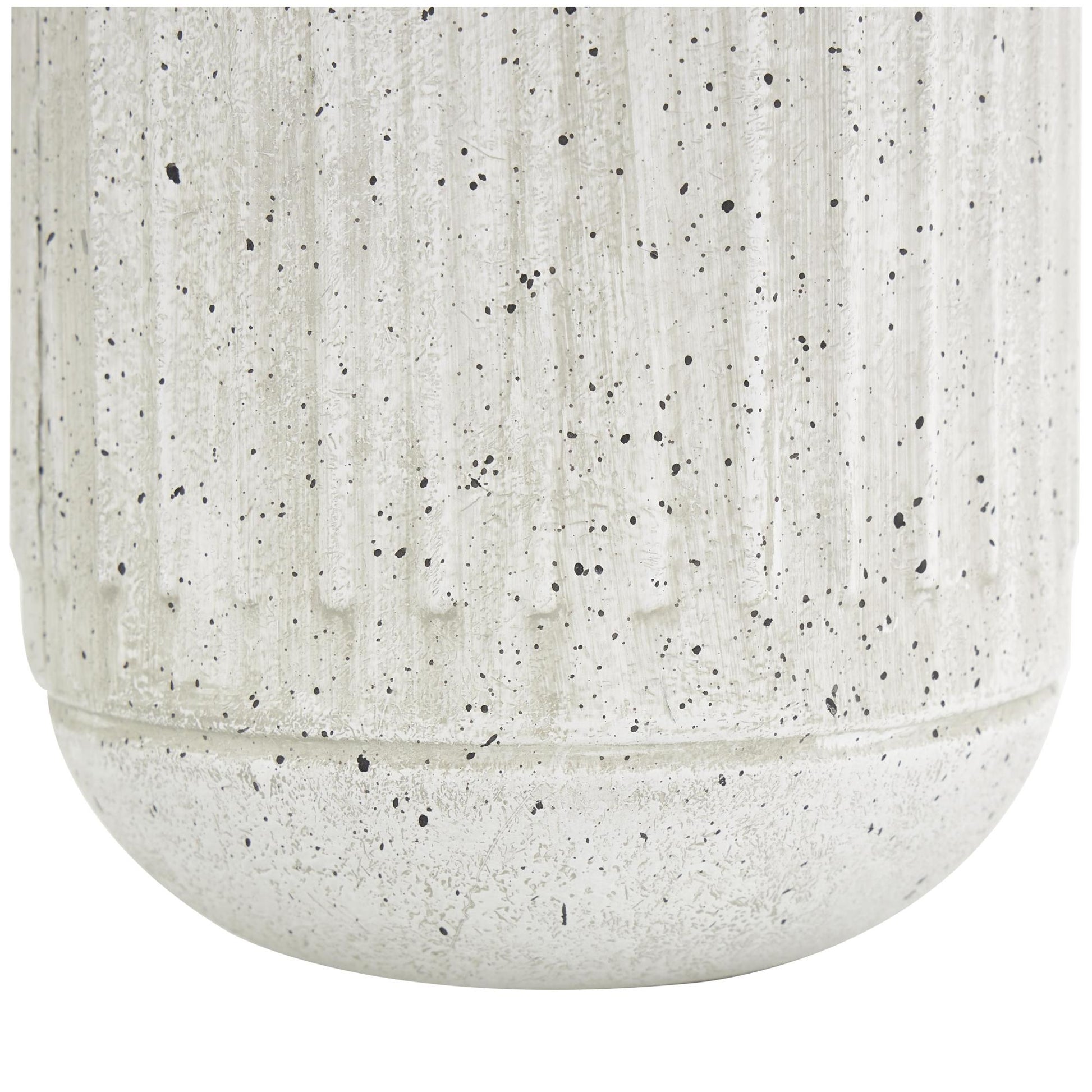 Gray Metal Ribbed Speckled Decorative Vase