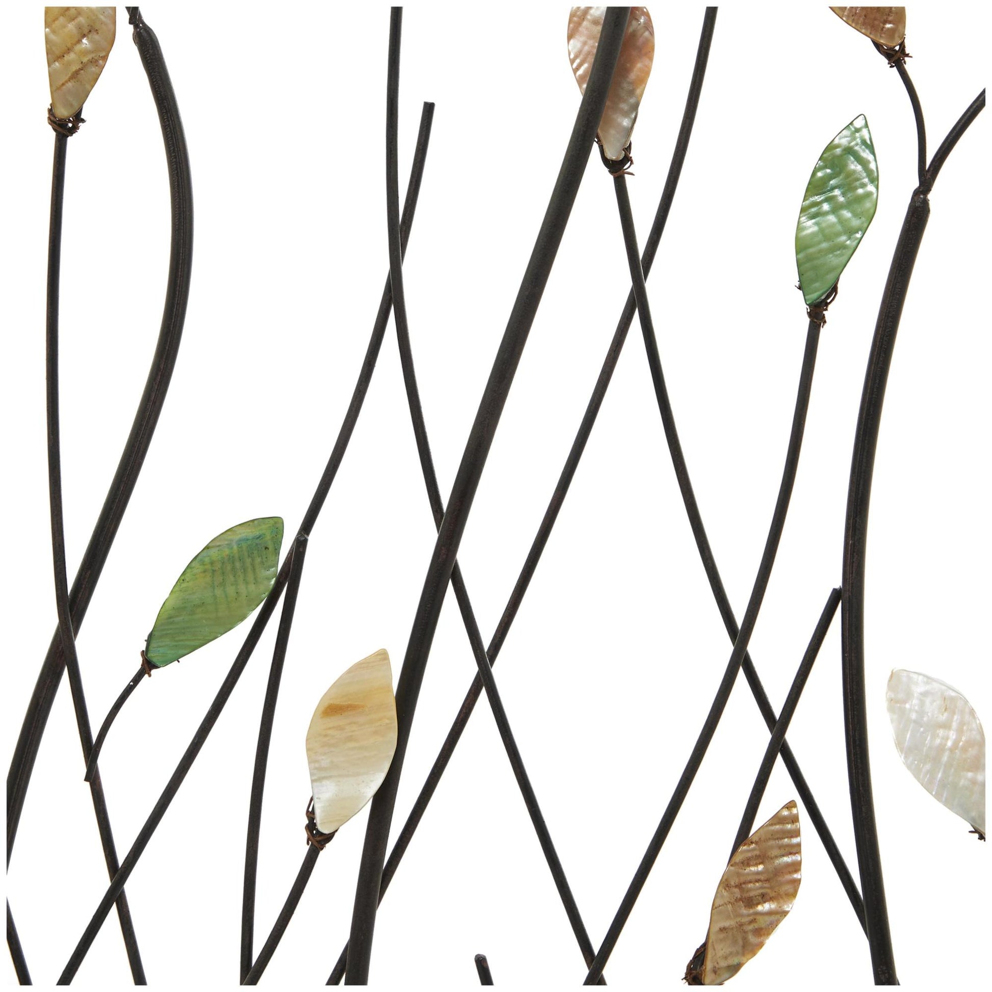 Leaf Black Metal Decorative Sculpture with Black Base