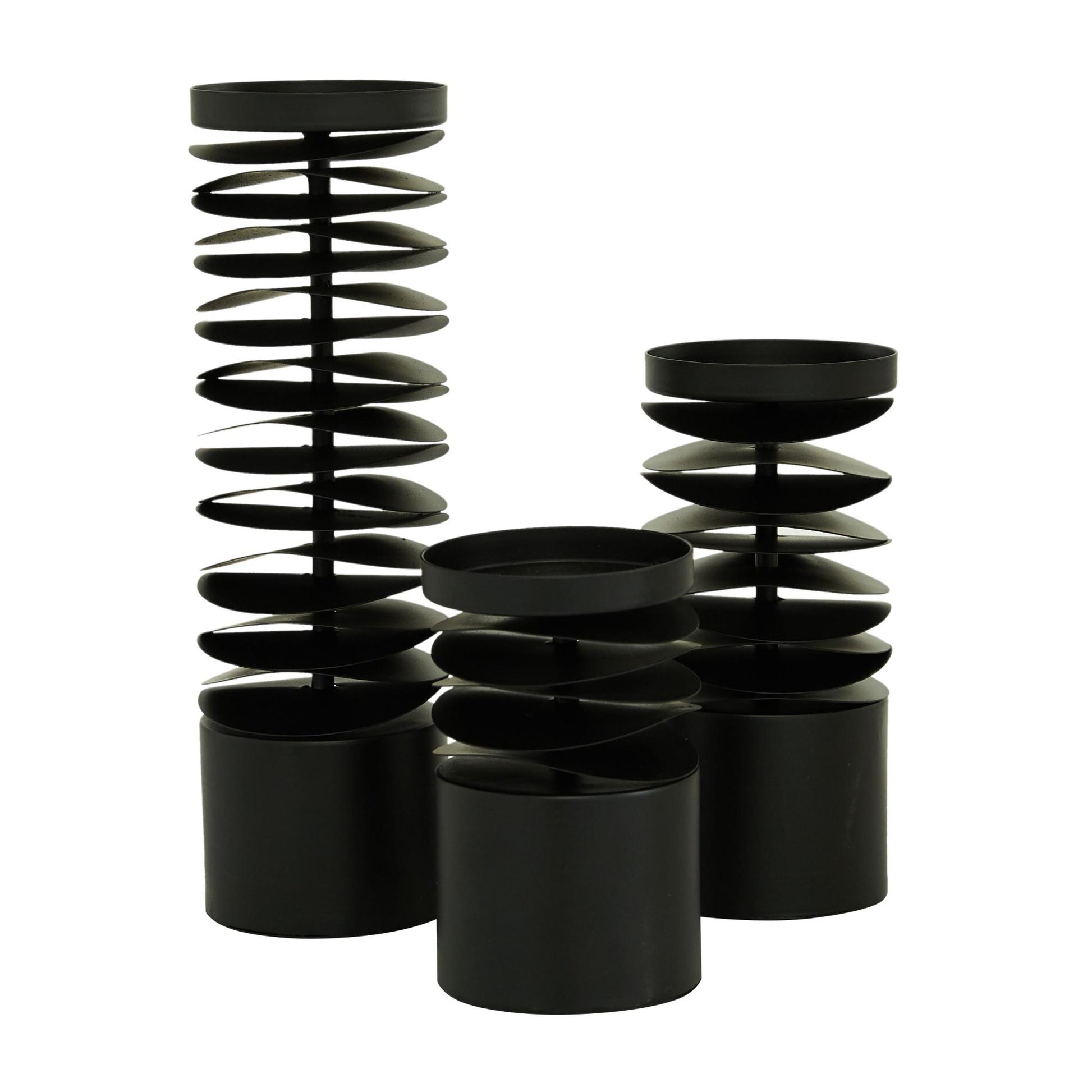 Set of 3 Black Metal Decorative Candle Holder