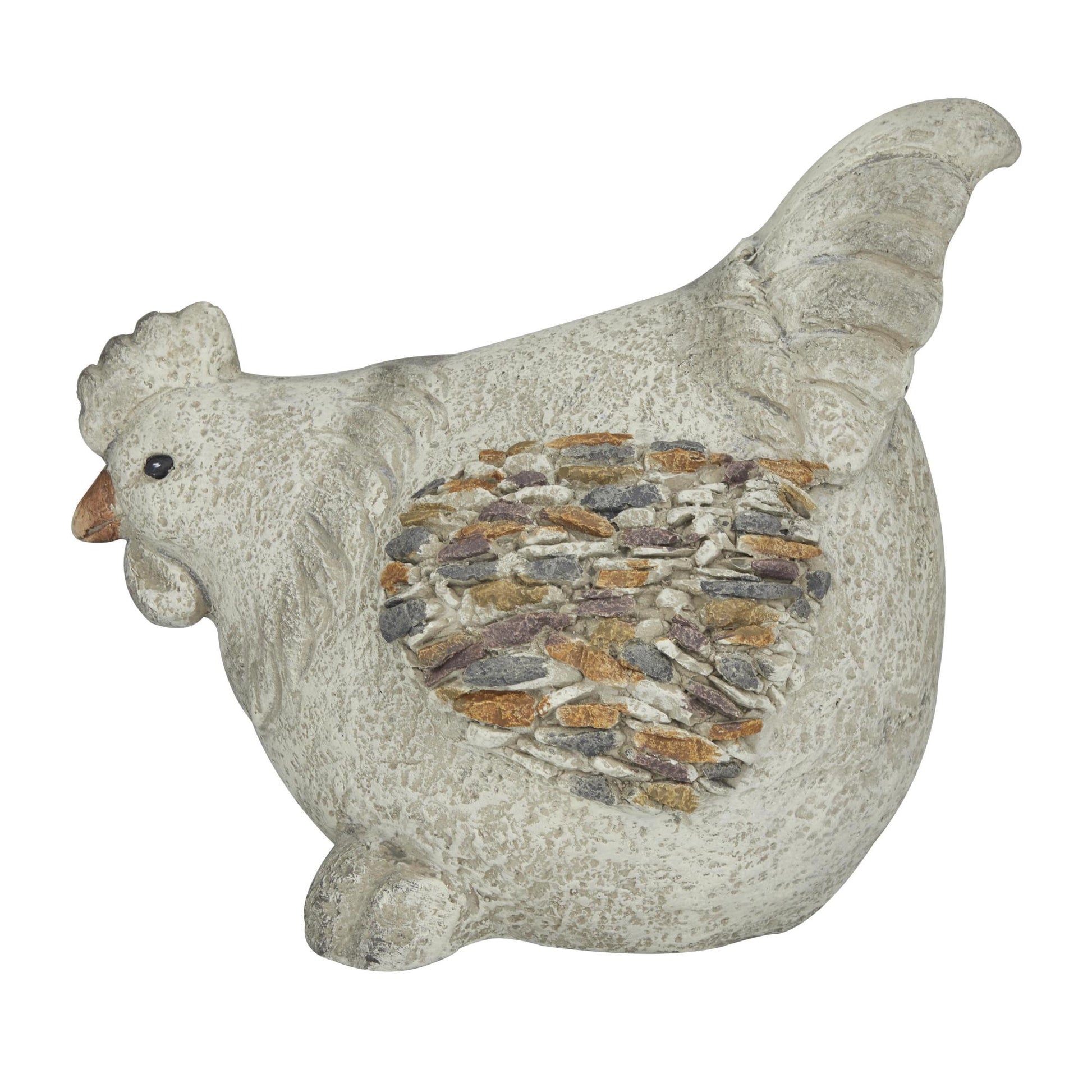 Chicken Gray Polystone Indoor Outdoor Decorative Garden Sculpture