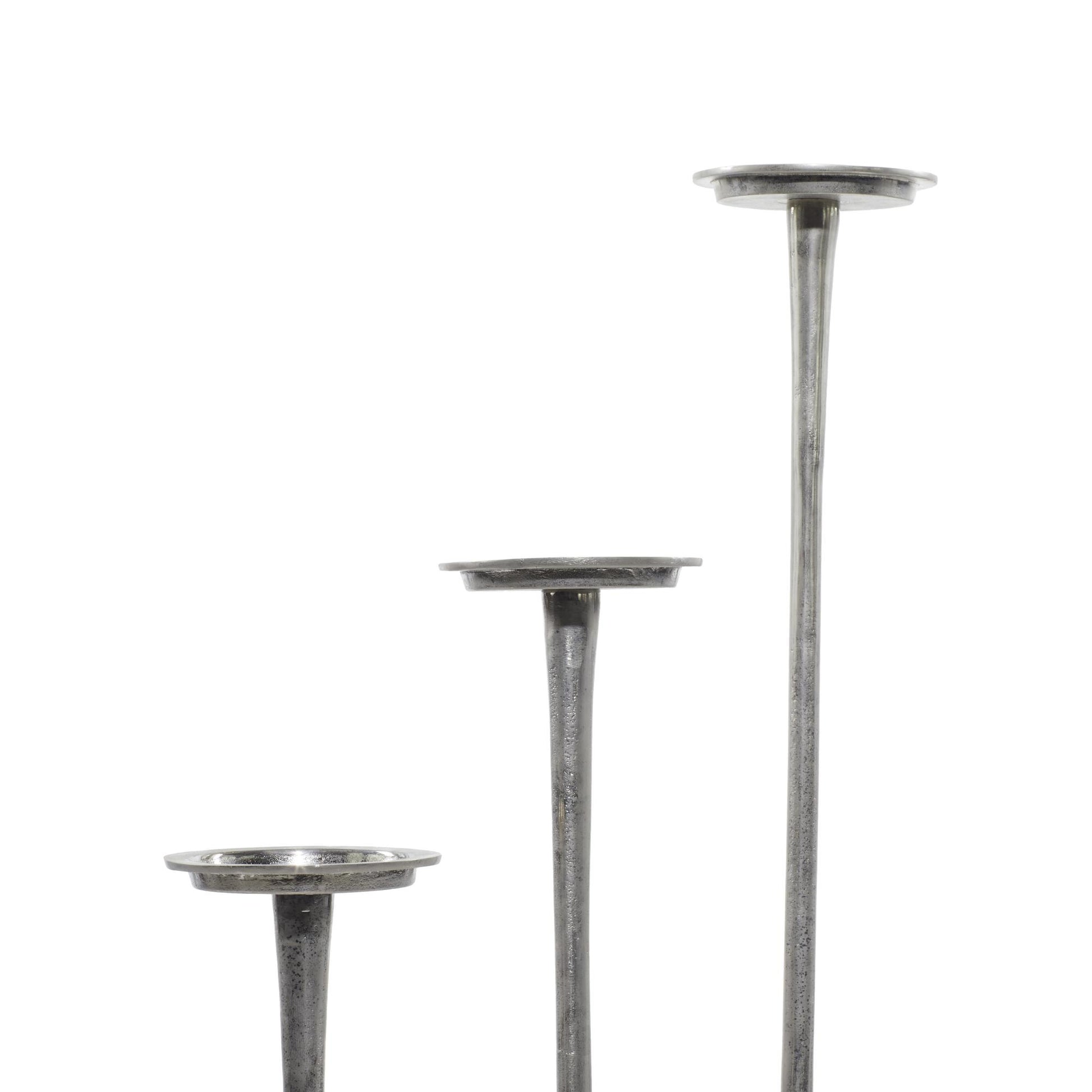 Set of 3 Aluminum Metal Tall Decorative Candle Holder