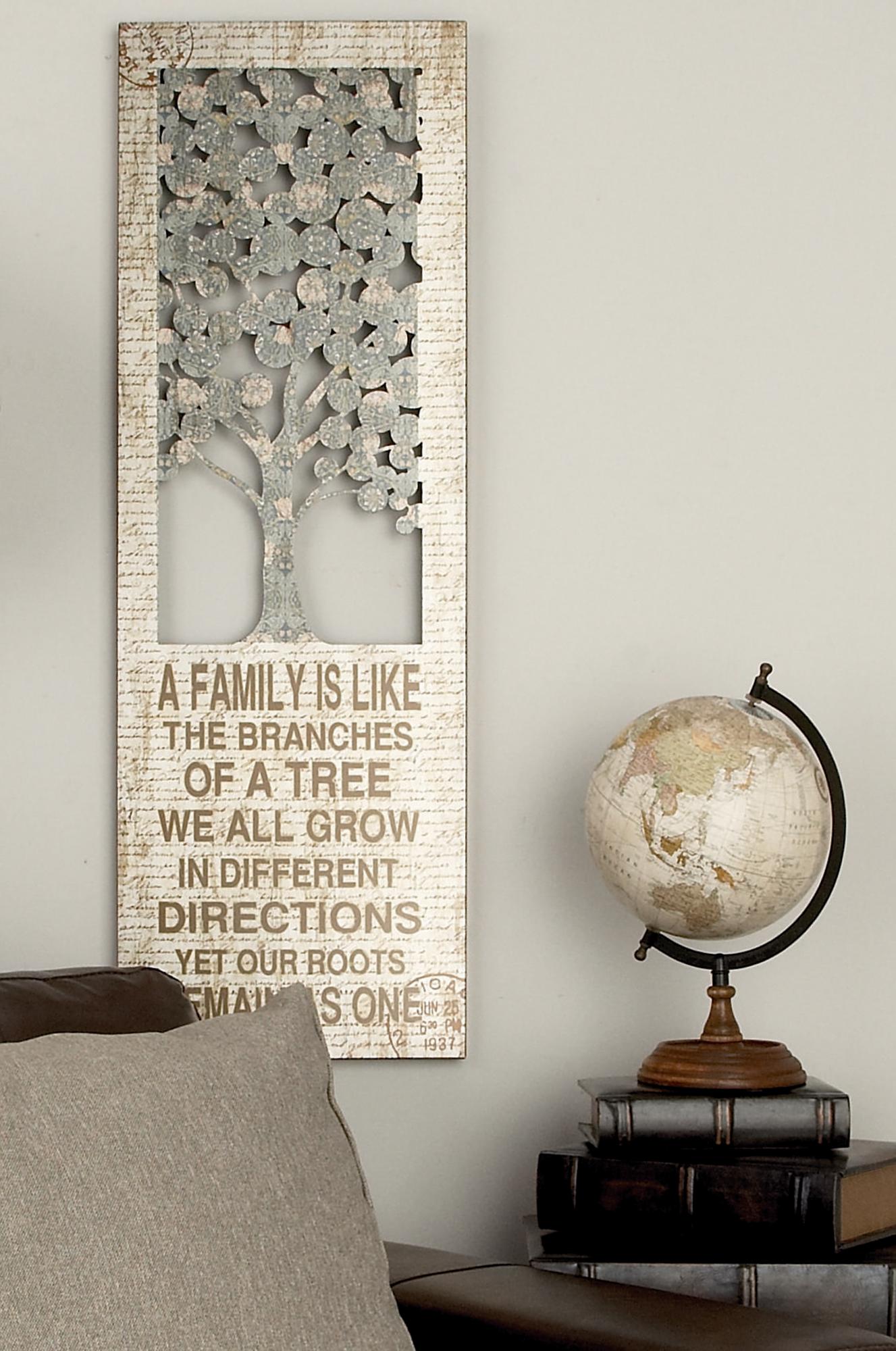 Sign Beige Metal Tree Home Wall Decor