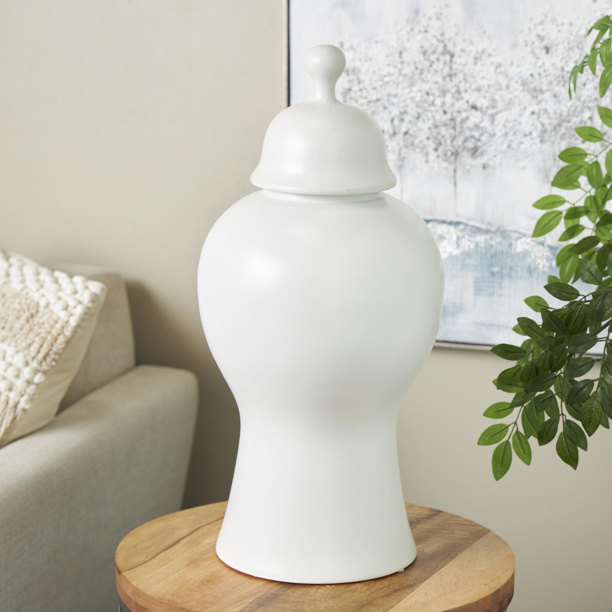 Ceramic Rounded Hourglass Living Room Decorative Jars with Lid and Ball Knob