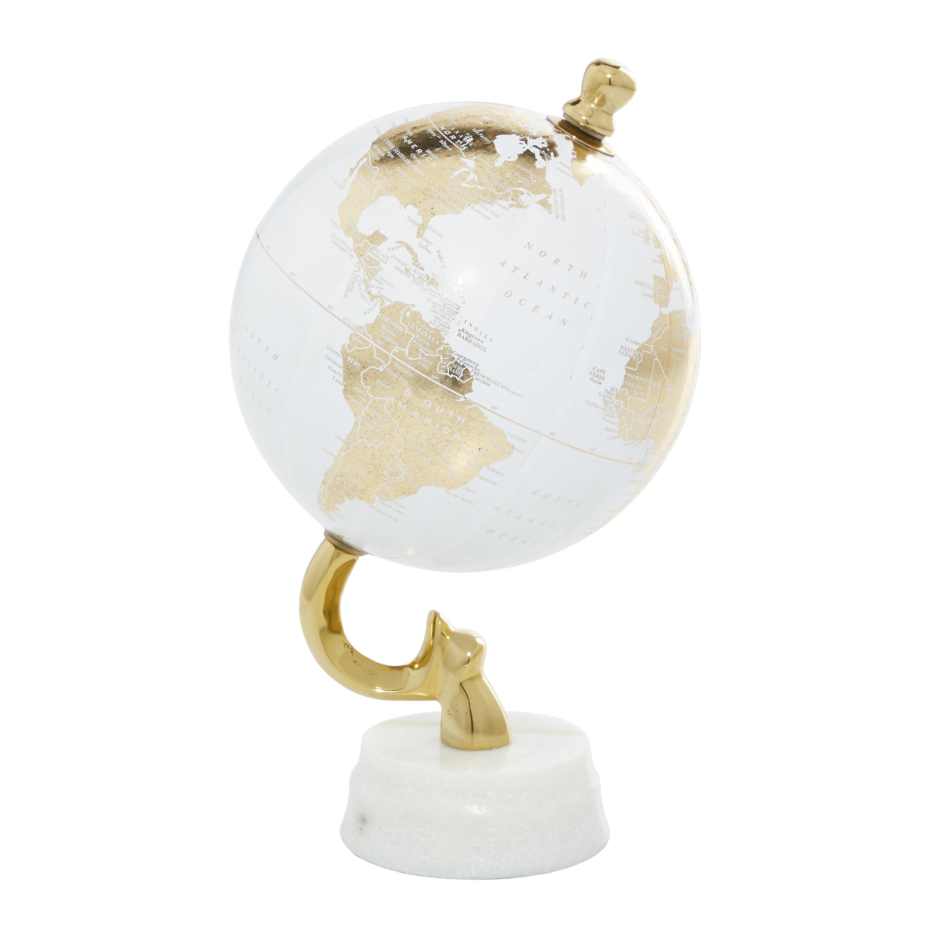 World Map Aluminum Metal Educational/Geographic Earth Globe with Marble Base
