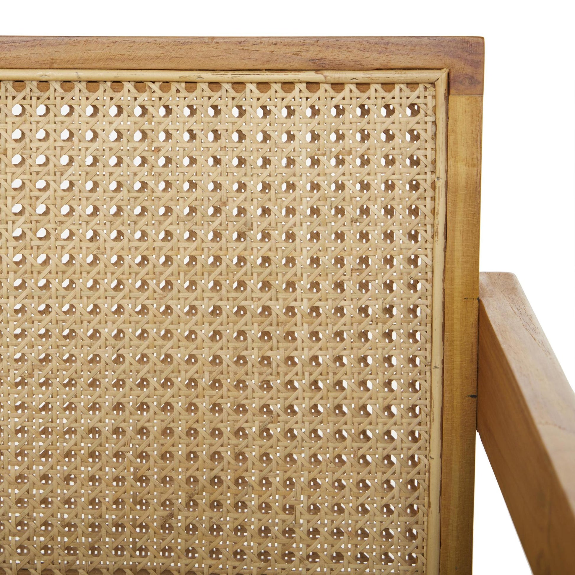 Teak Wood Handmade Living Room Accent Chair with Woven Cane Seat