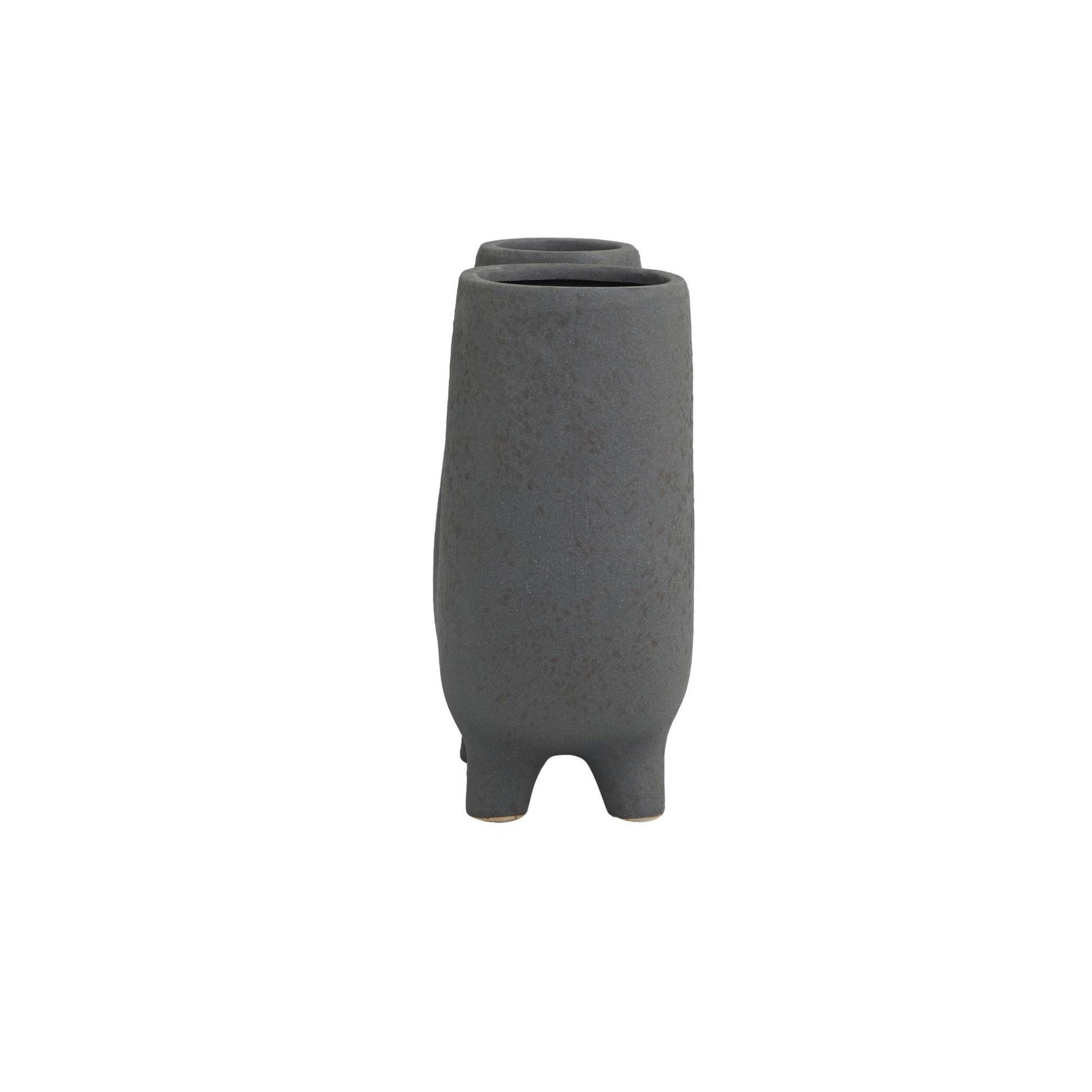 CosmoLiving by Cosmopolitan Abstract Dark Gray Ceramic U-Shaped Decorative Vase with Small Feet