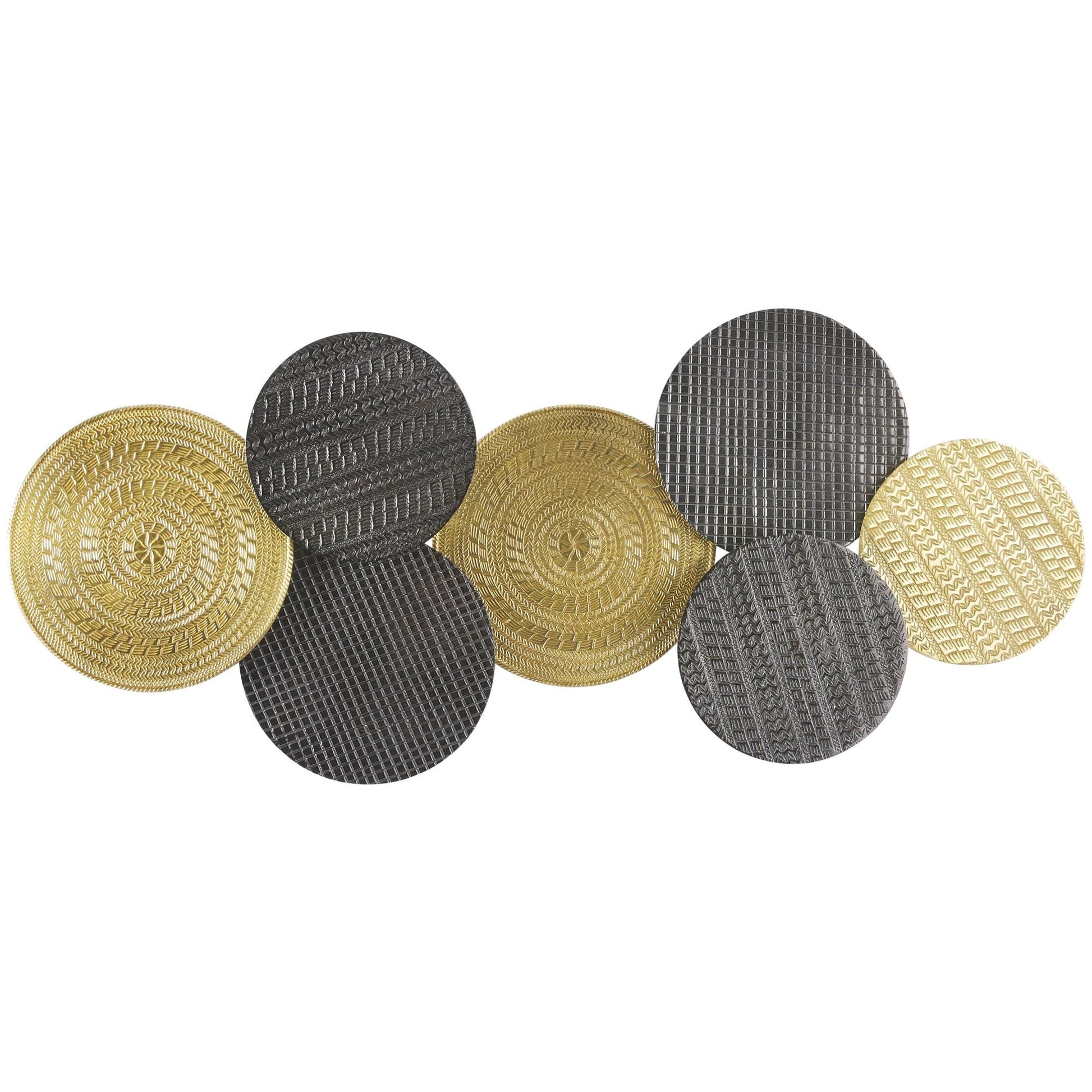 Plate Aluminum Metal Tribal Home Wall Decor with Textured Pattern