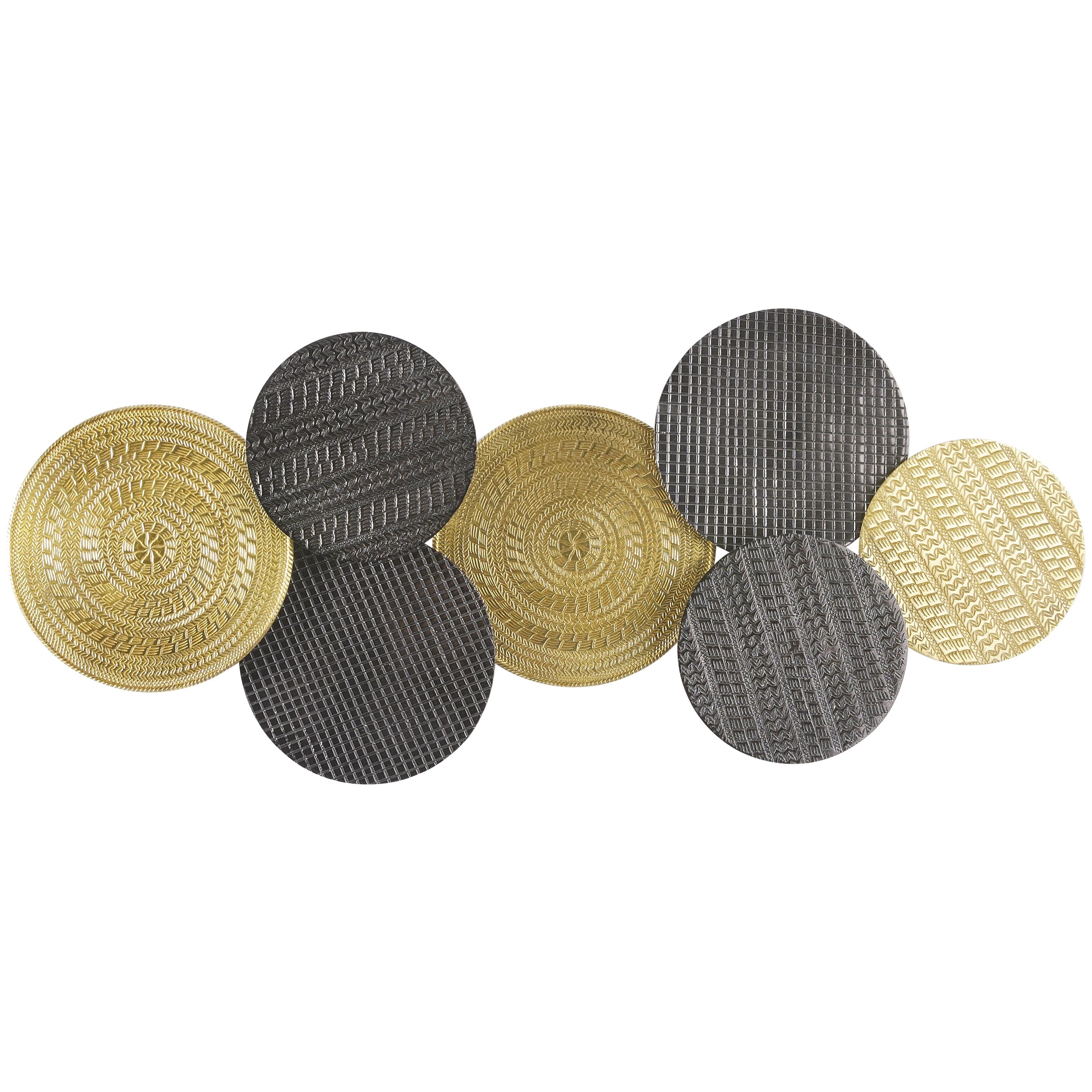 Plate Aluminum Metal Tribal Home Wall Decor with Textured Pattern