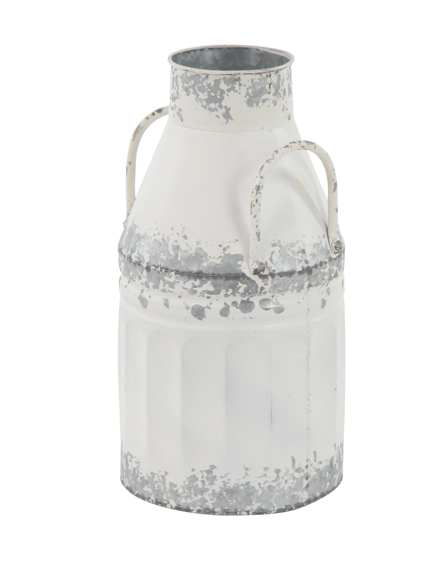 Set of 2 White Metal Decorative Vase