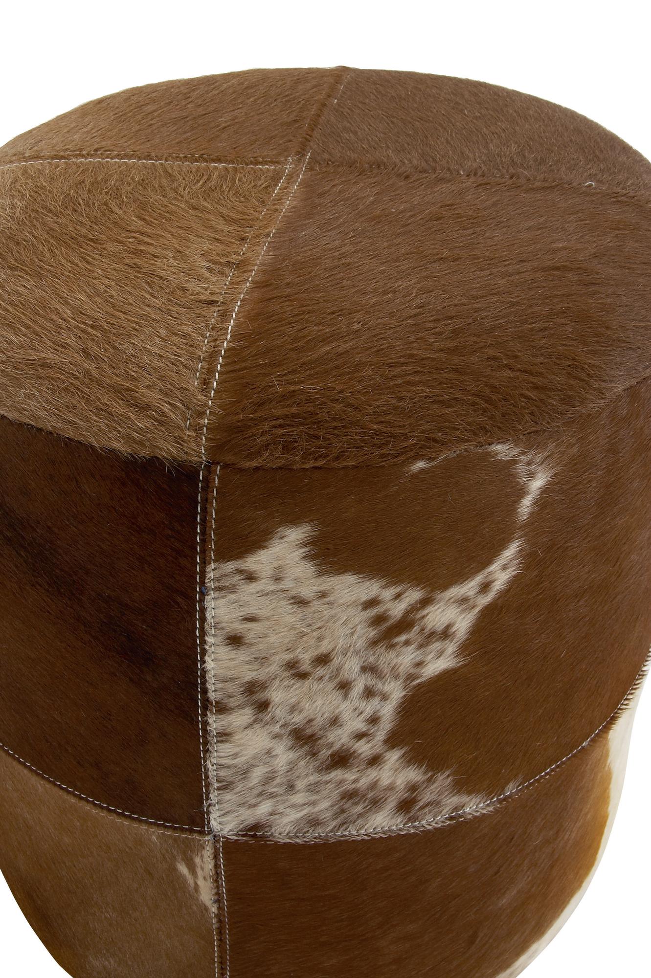 Leather Handmade Living Room Stool with Patchwork Pattern 16" x 16" x 17"