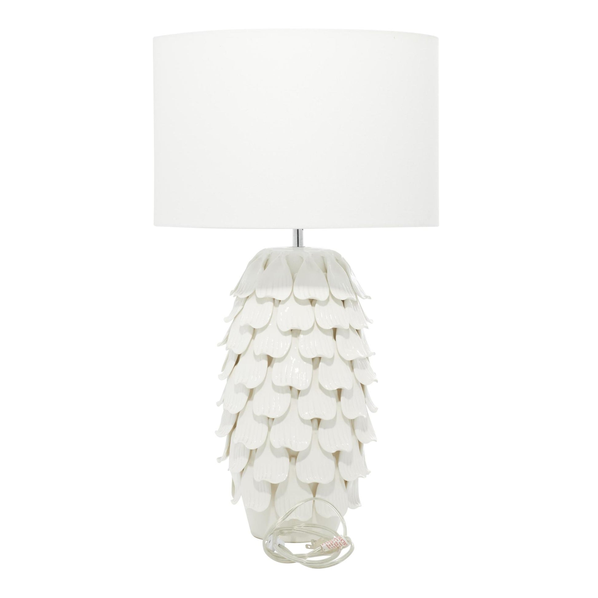 Floral White Ceramic Layered Petal Room Table Lamp