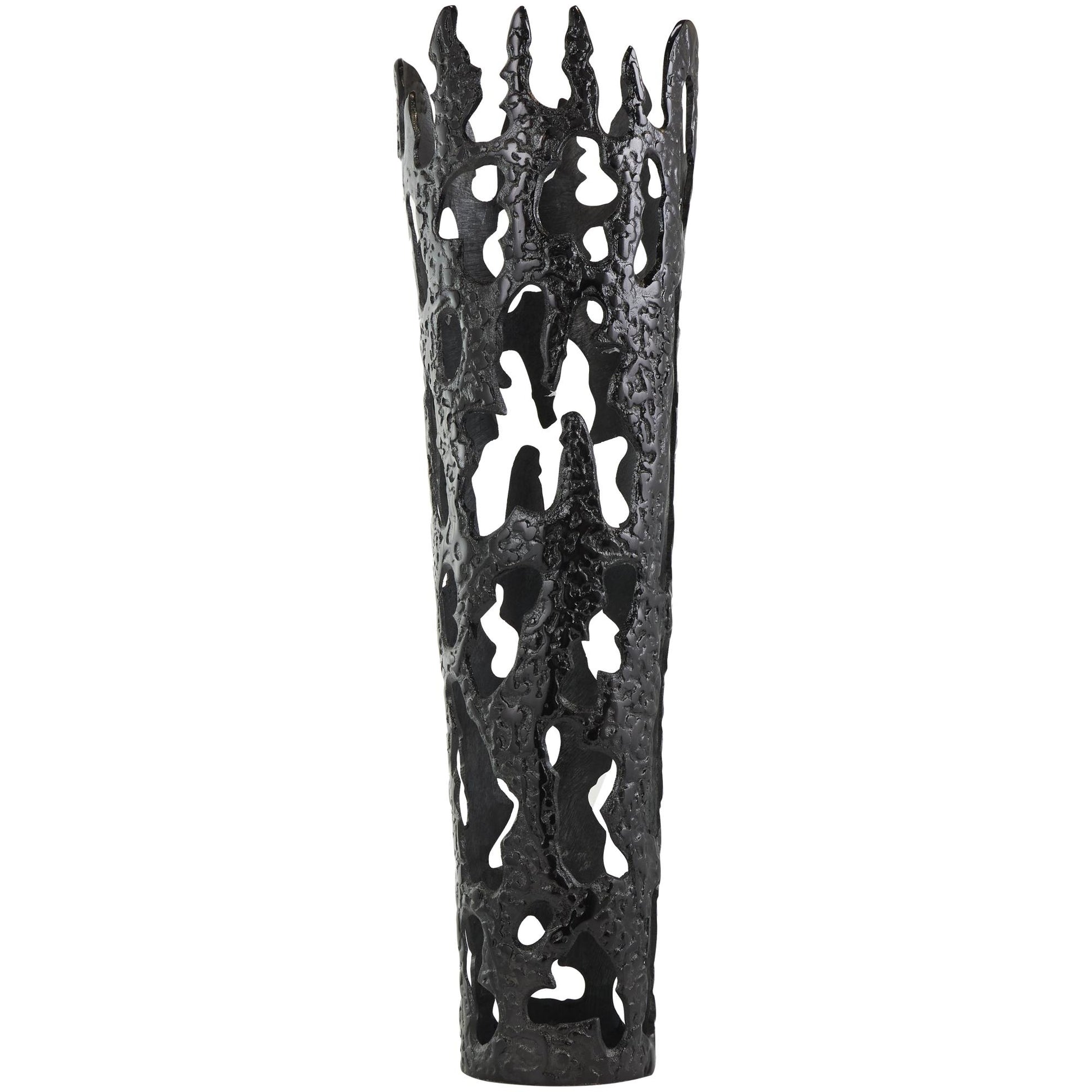 Abstract Aluminum Metal Tall Floor Drip Decorative Vase with Melting Designed Body