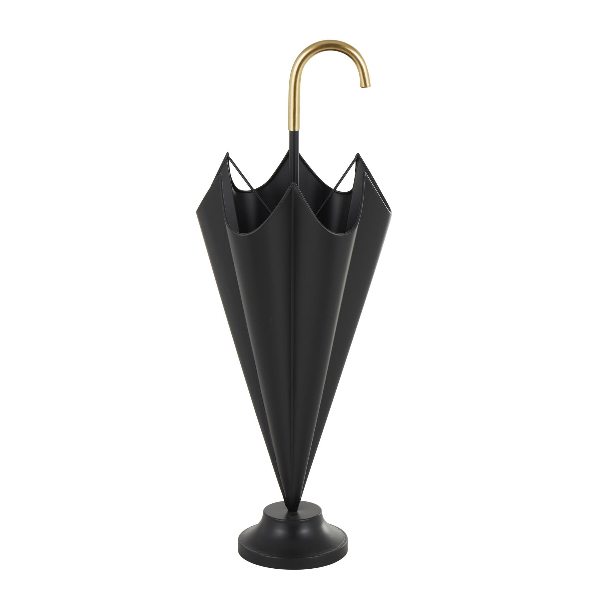 Black Metal Decorative Umbrella Stand with Gold Handle and Ball Details