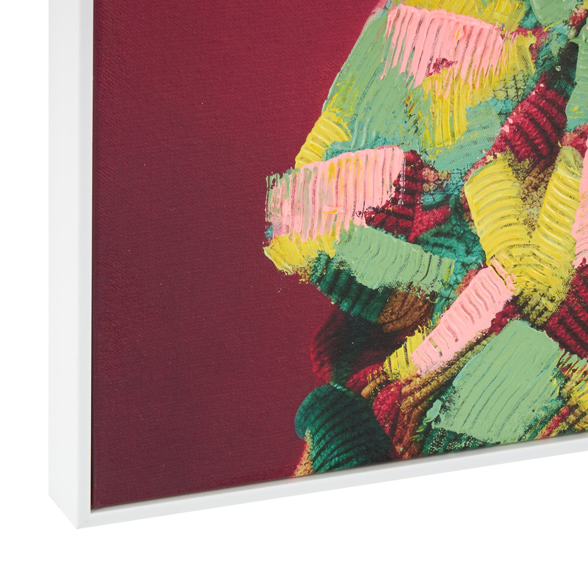 Woman Pink Canvas Chic Living Room Framed Wall Art with Green and Yellow Dresswear
