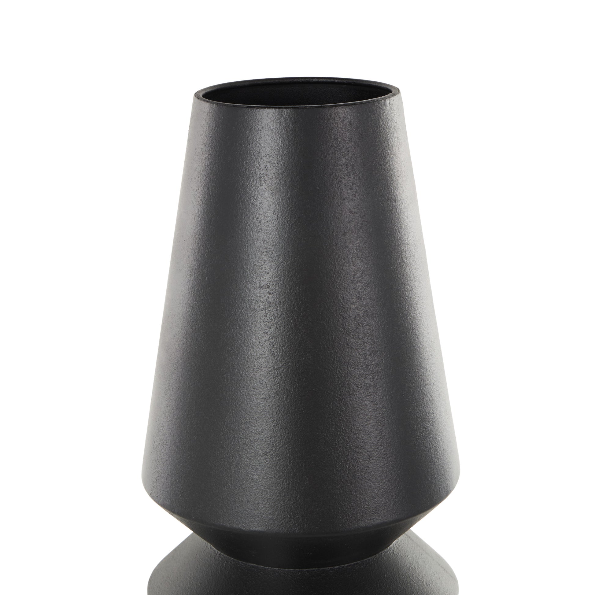 Black Metal Art Deco Fluted Decorative Vase
