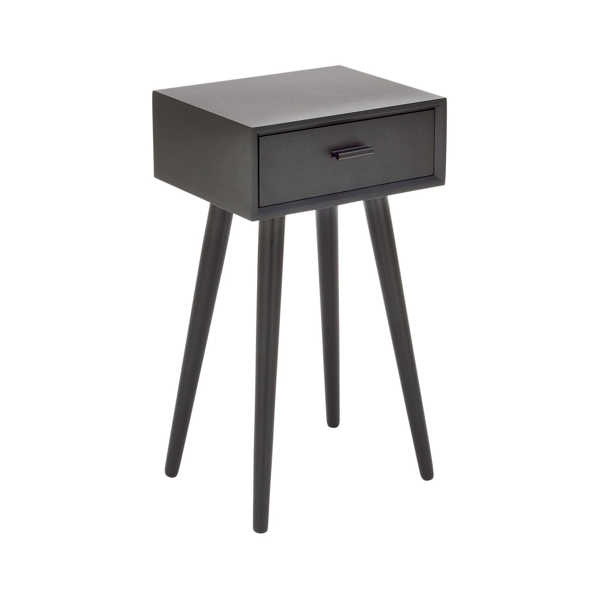 Black Wood Single Drawer Side End Accent Table