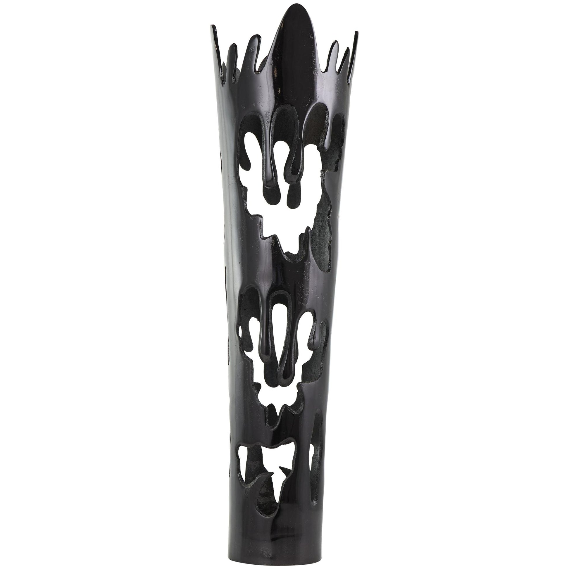 Abstract Aluminum Metal Tall Floor Drip Decorative Vase with Melting Designed Body