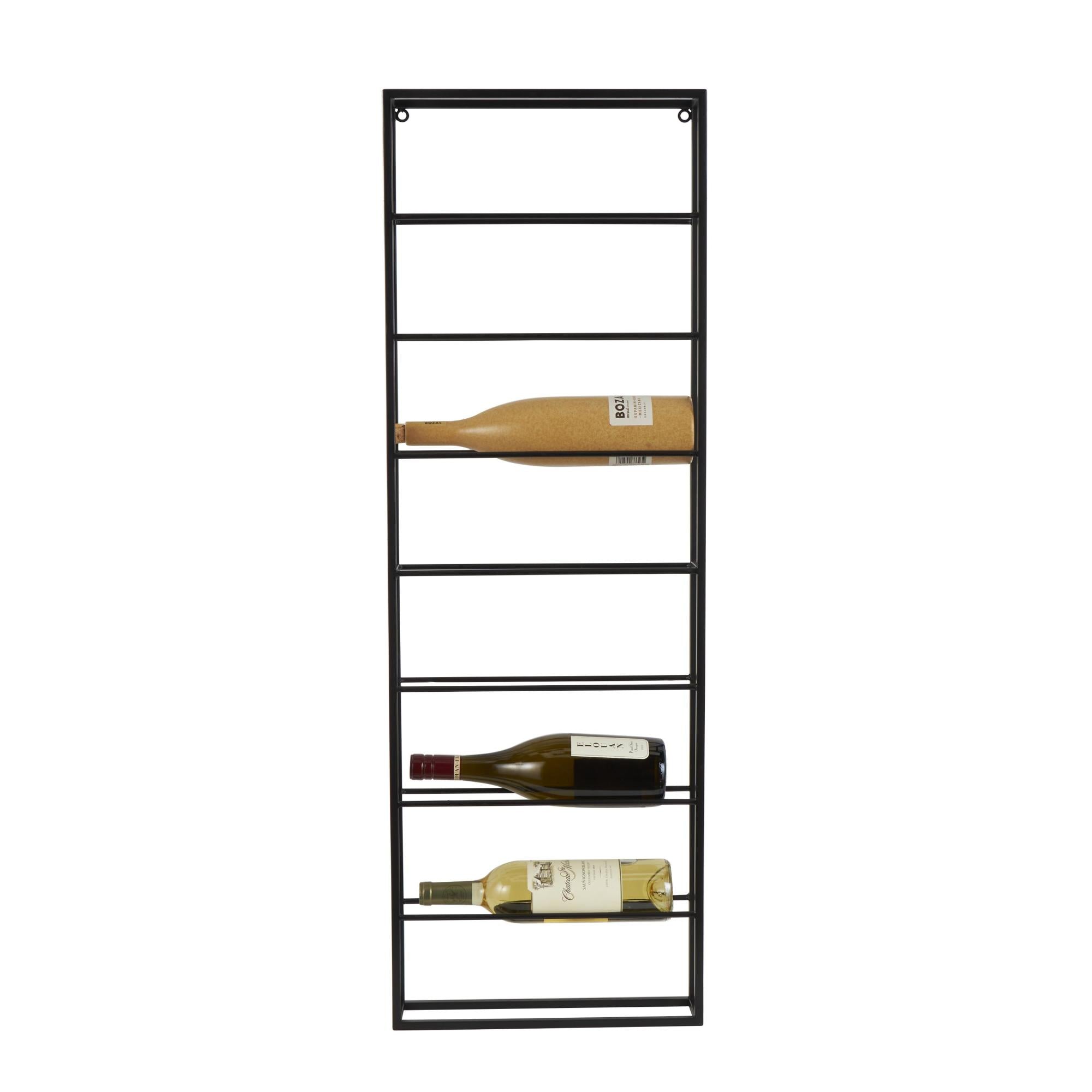 Black Metal 8 Bottle Display Wall Wine Rack with Open Style Frame