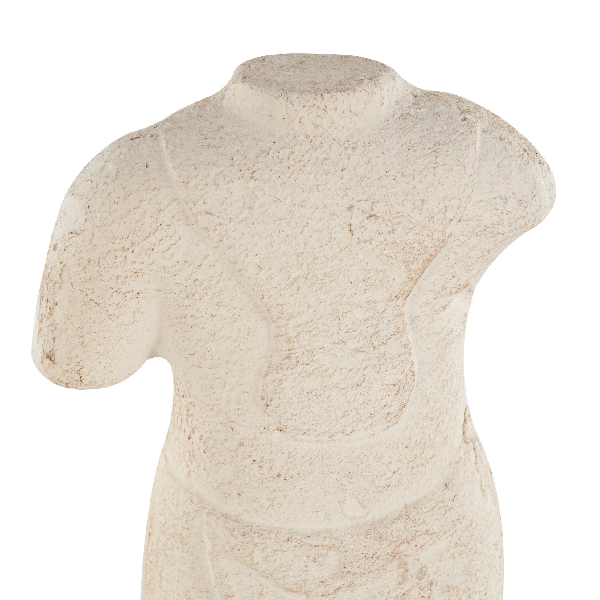 Woman Cream Paper Mache Statue Decorative Sculpture with White Marble Base