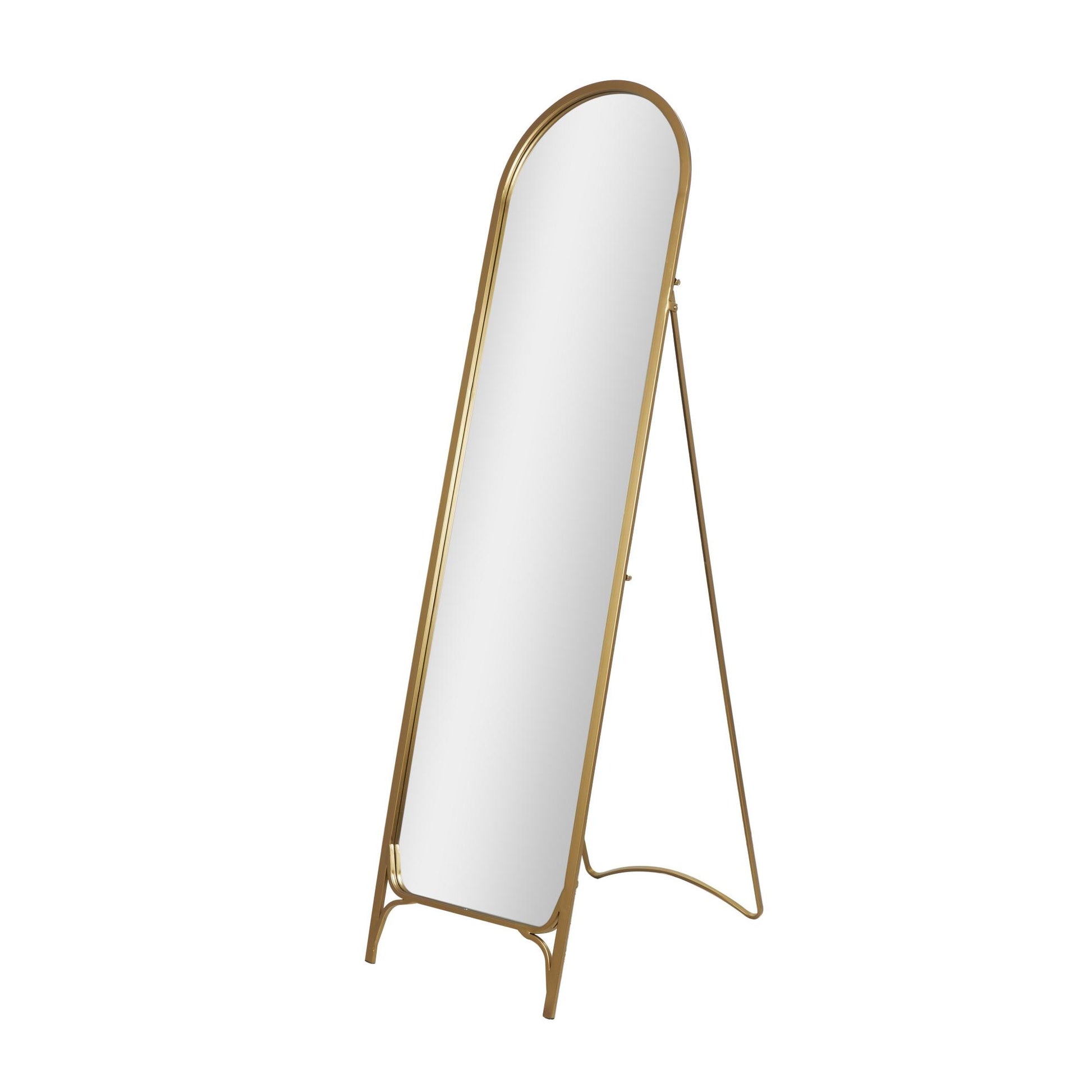 Gold Metal Arched Freestanding Foldable Room Floor Mirror