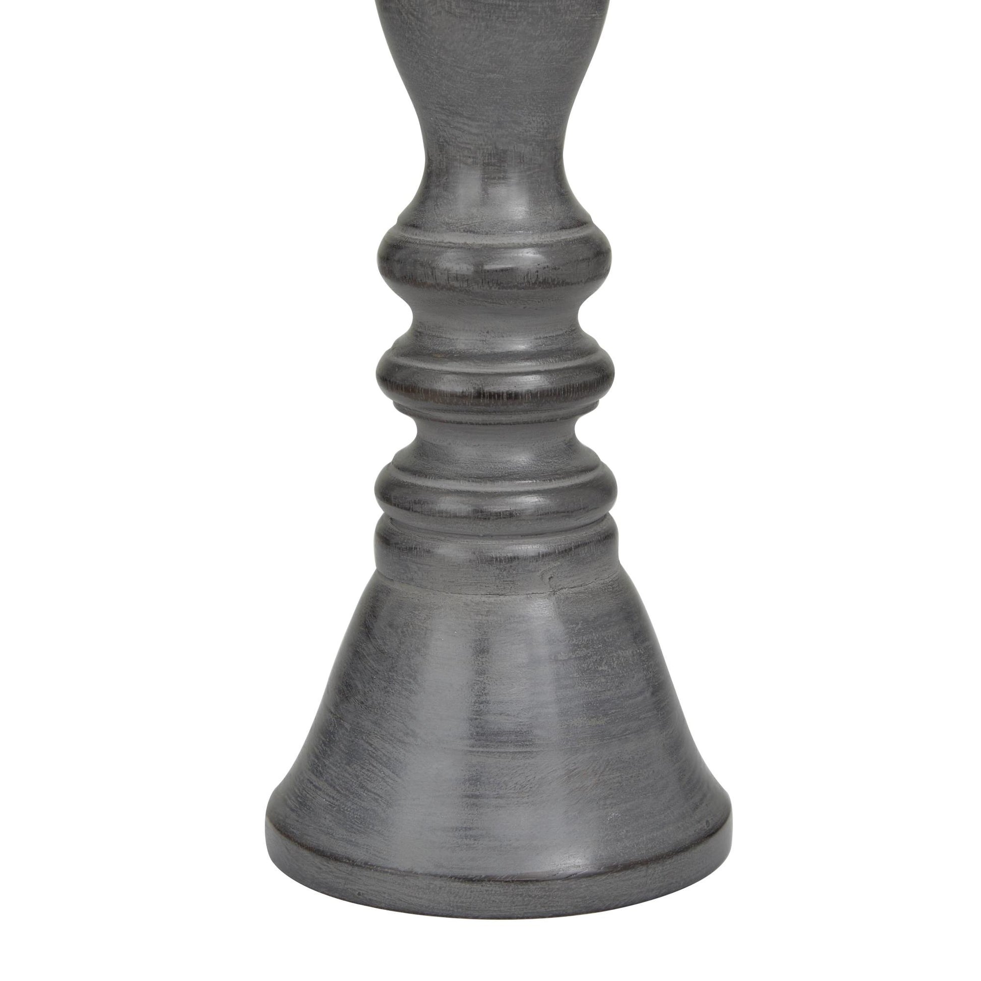 Set of 3 Wood Turned Style Pillar Decorative Candle Holder