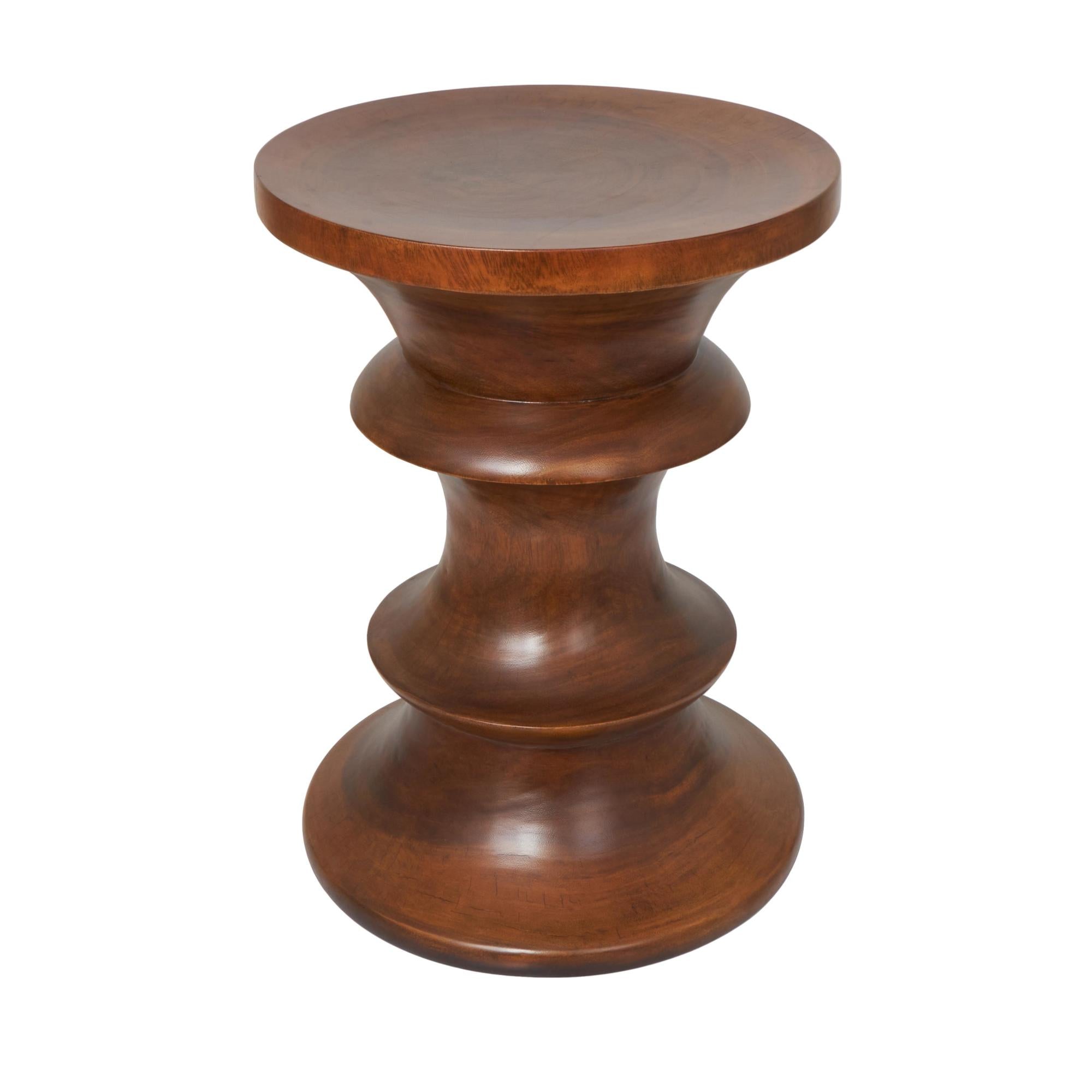 Geometric Brown Wood Handmade Side End Accent Table