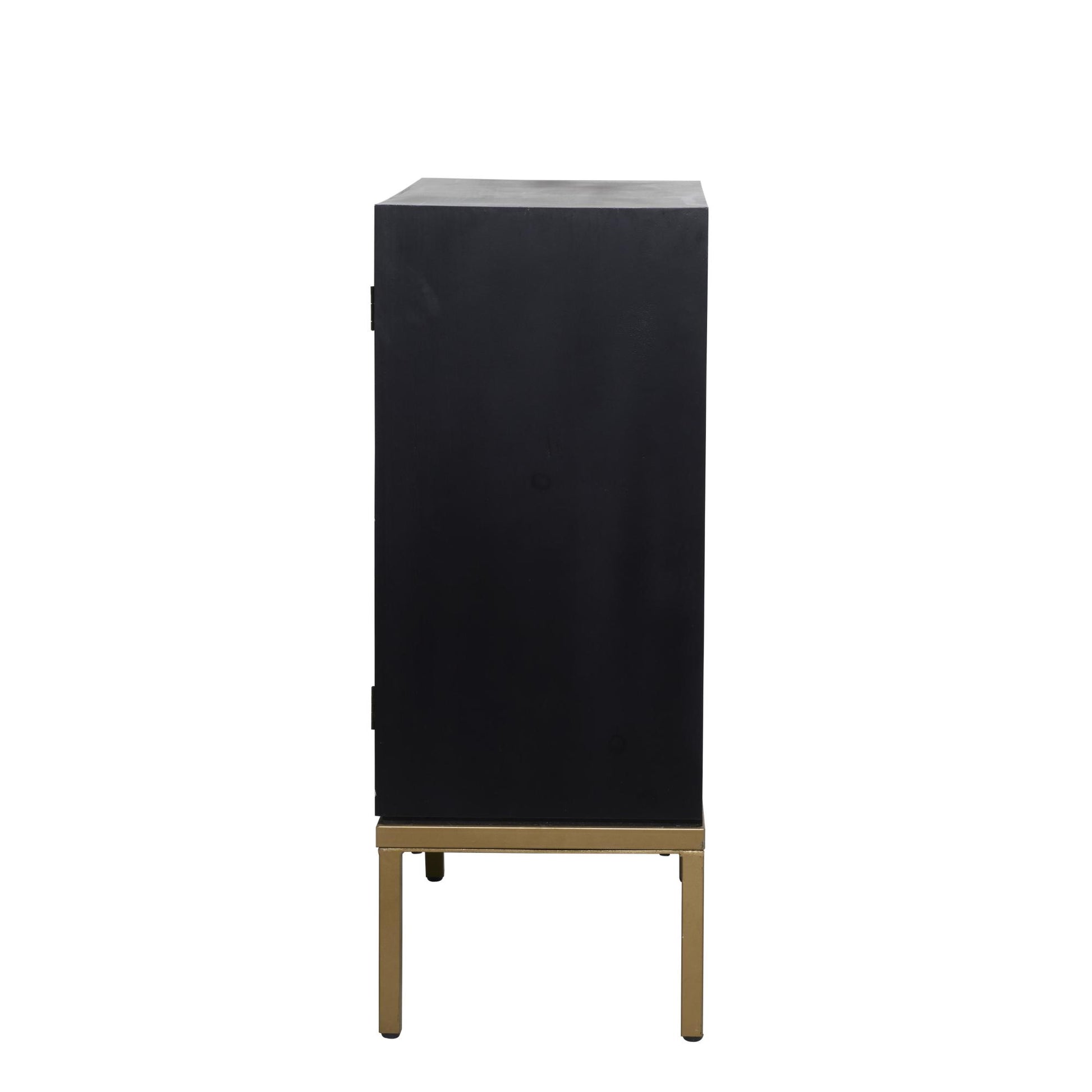 Geometric Bronze Wood Relief Ripple Design 2 Door Room Cabinet with Crescent Moon Handles