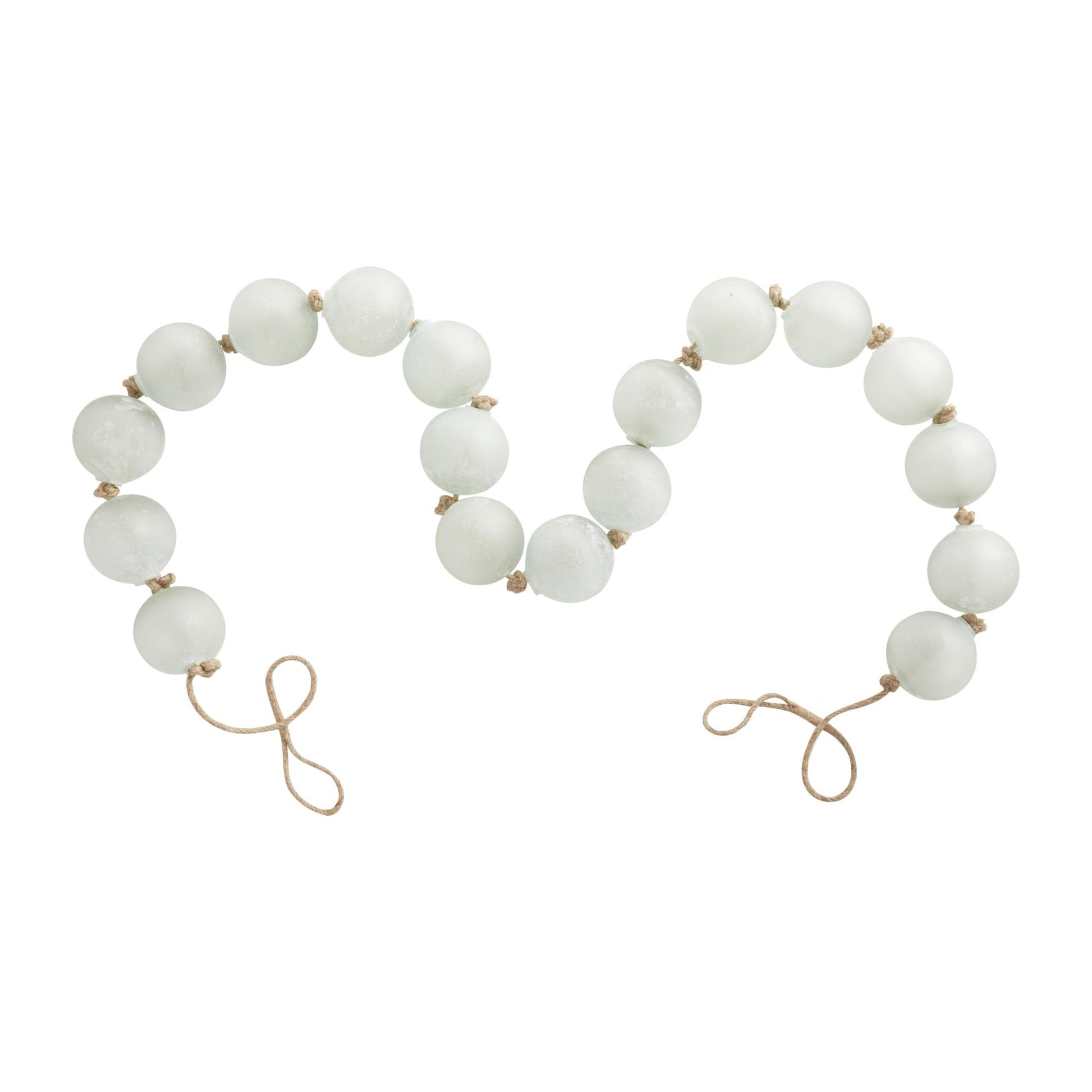 Glass Handmade Round Extra Long Frosted Orb Beaded Garland with Tassel with Knotted Jute Rope
