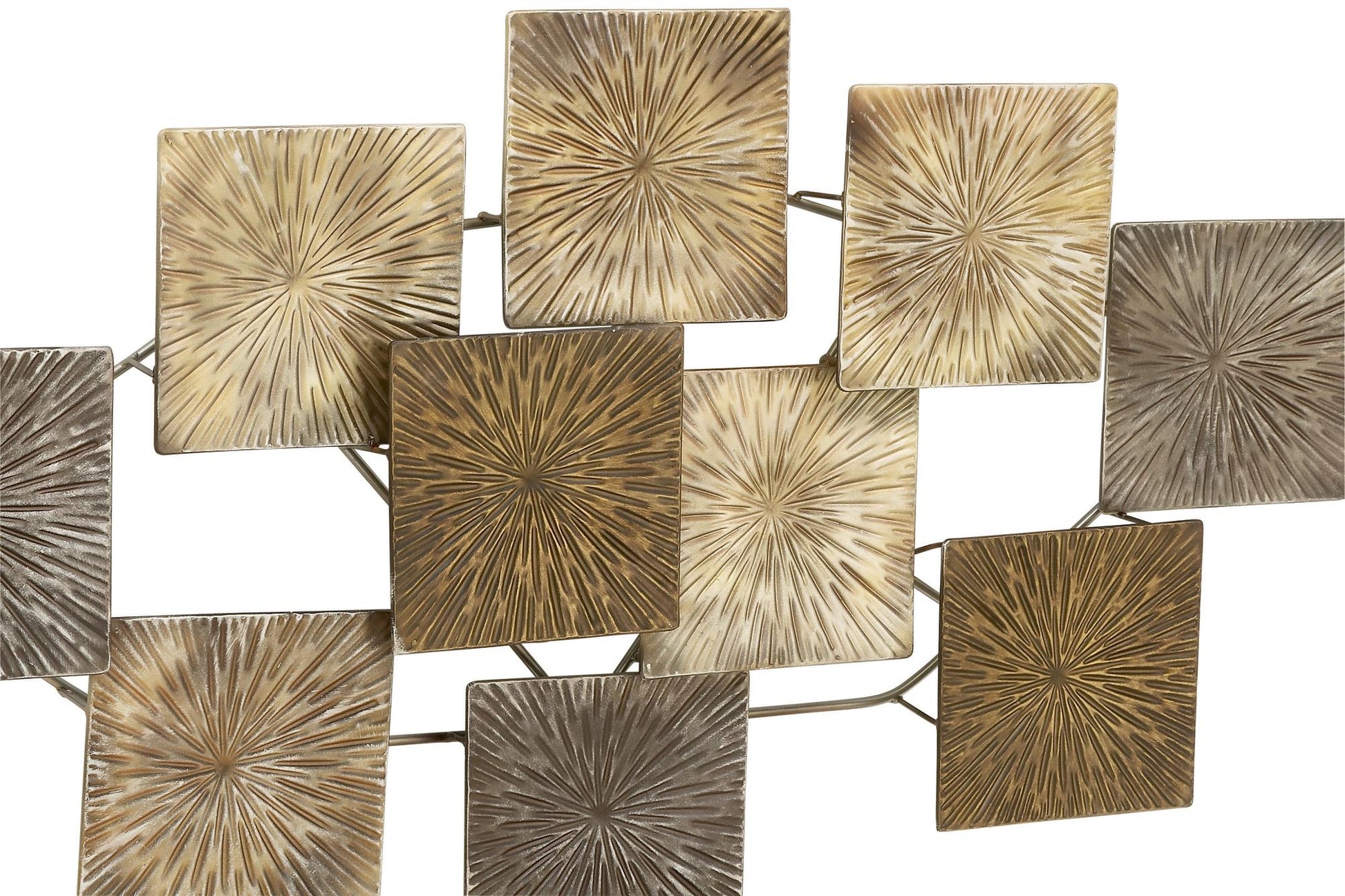 Sunburst Gold Metal Carved Overlapping Square Home Wall Decor