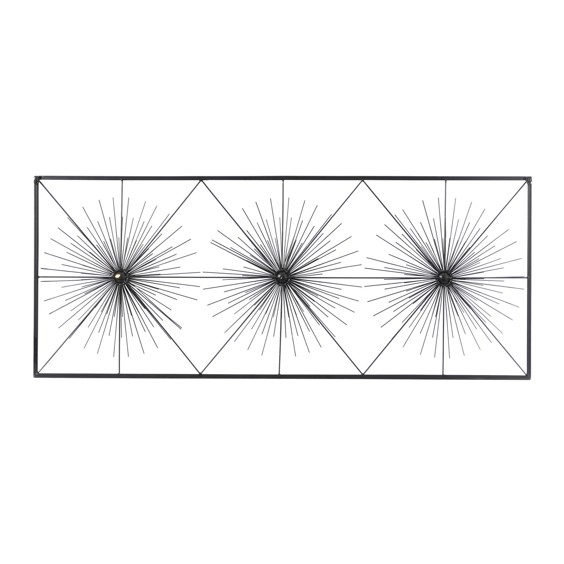 Starburst Black Metal Sea Urchin Home Wall Decor with Black Frame