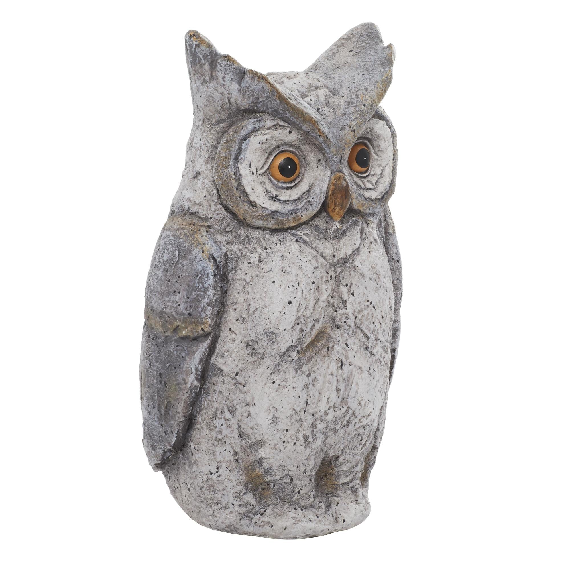 Owl Gray Polystone Indoor Outdoor Decorative Garden Sculpture