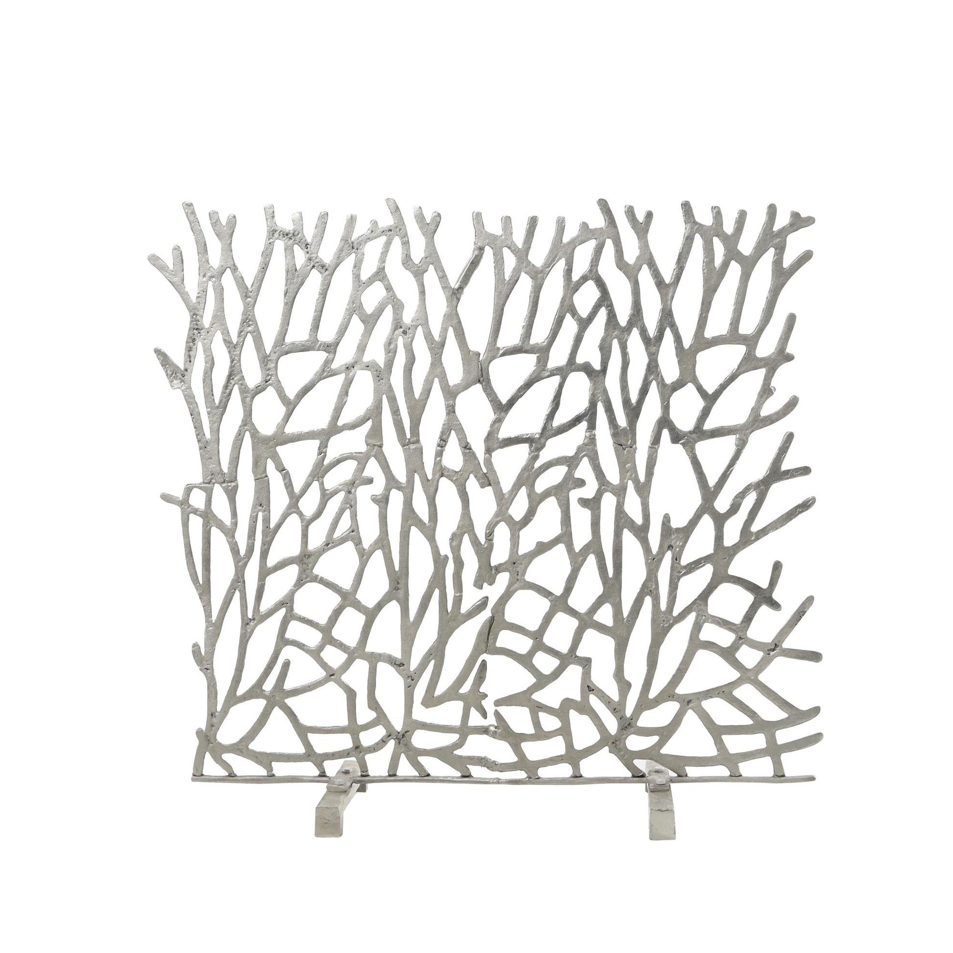 Abstract Aluminum Metal Coral Inspired Single Panel Living Room Fireplace Screen 35" x 10" x 34"