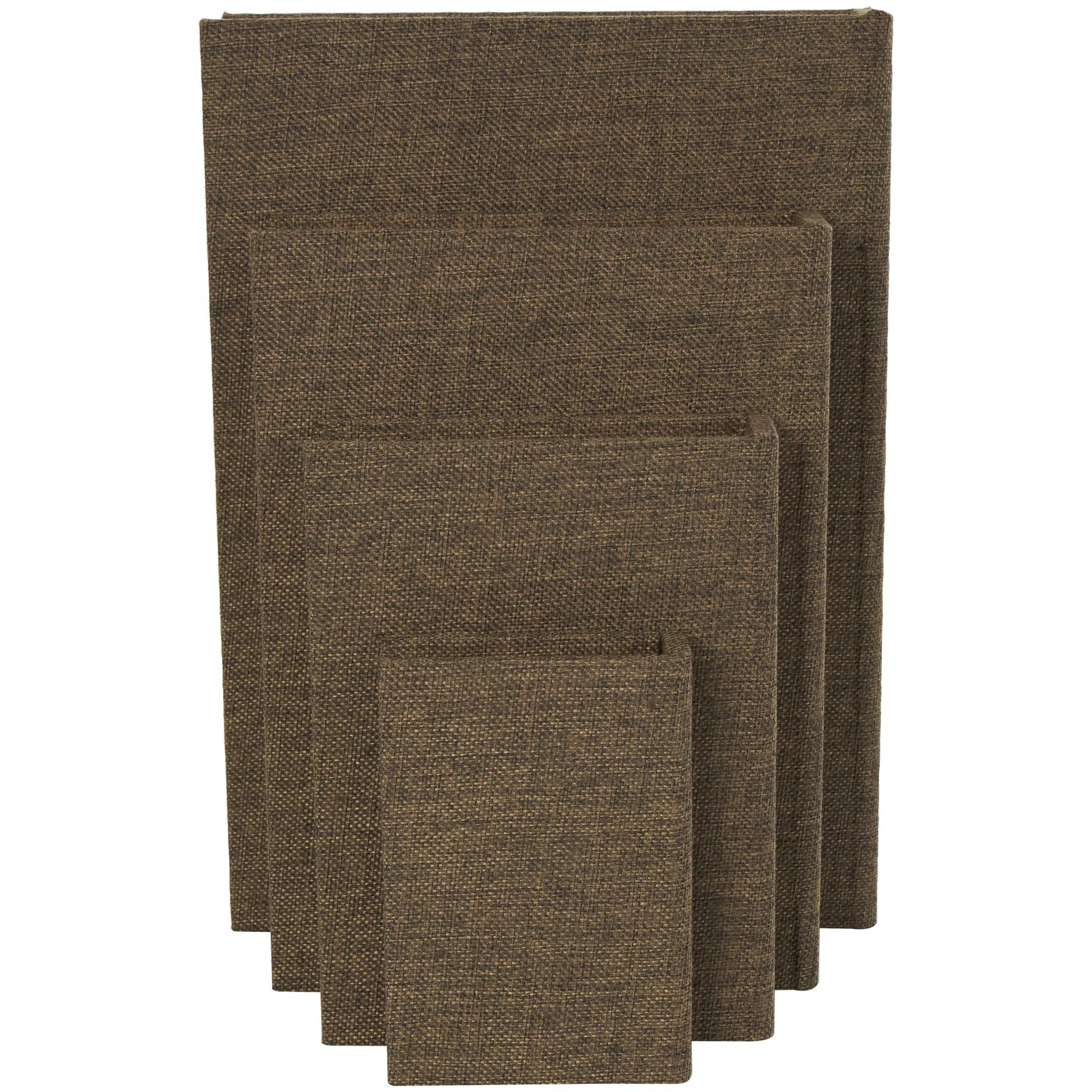 Set of 4 Dark Brown Fabric Faux Book Storage Decorative Box