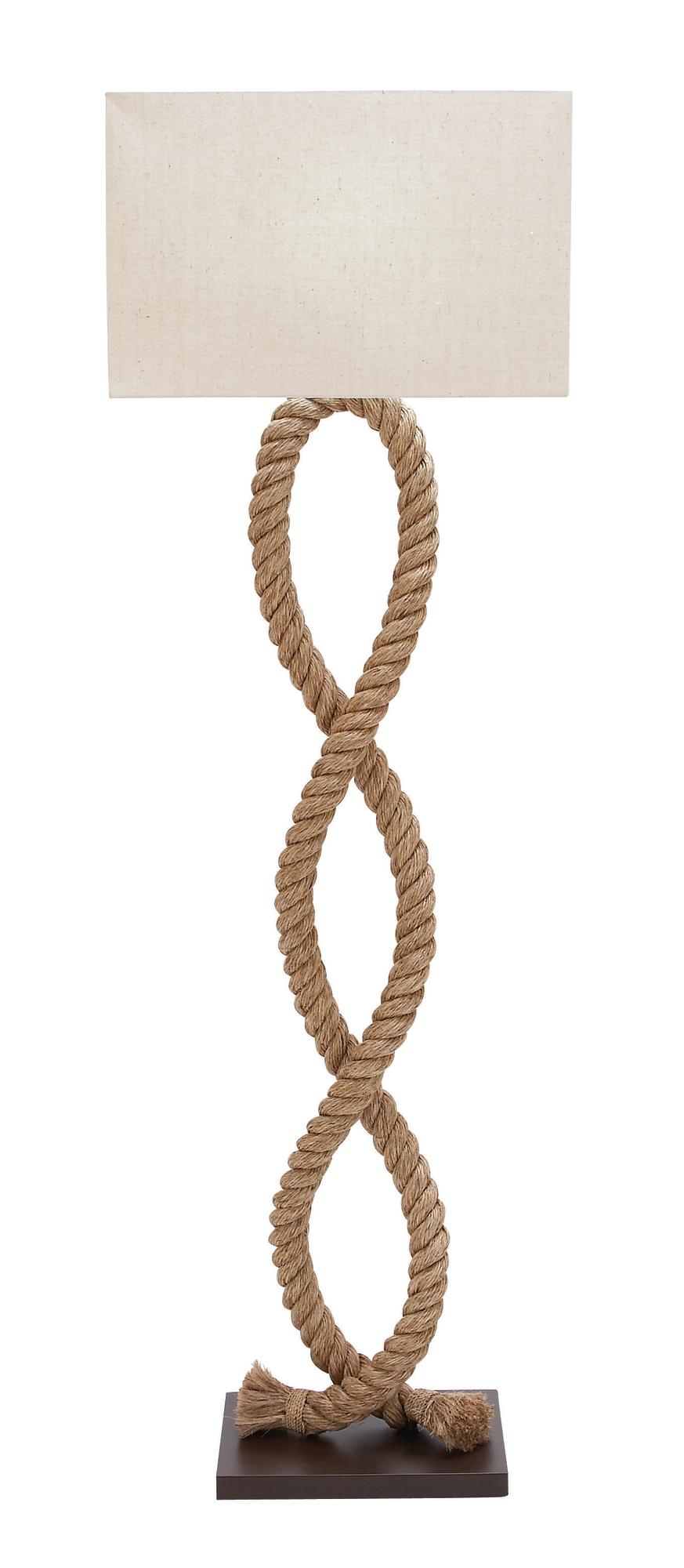 Brown Jute Rope Rope Room Floor Lamp with Linen Shade